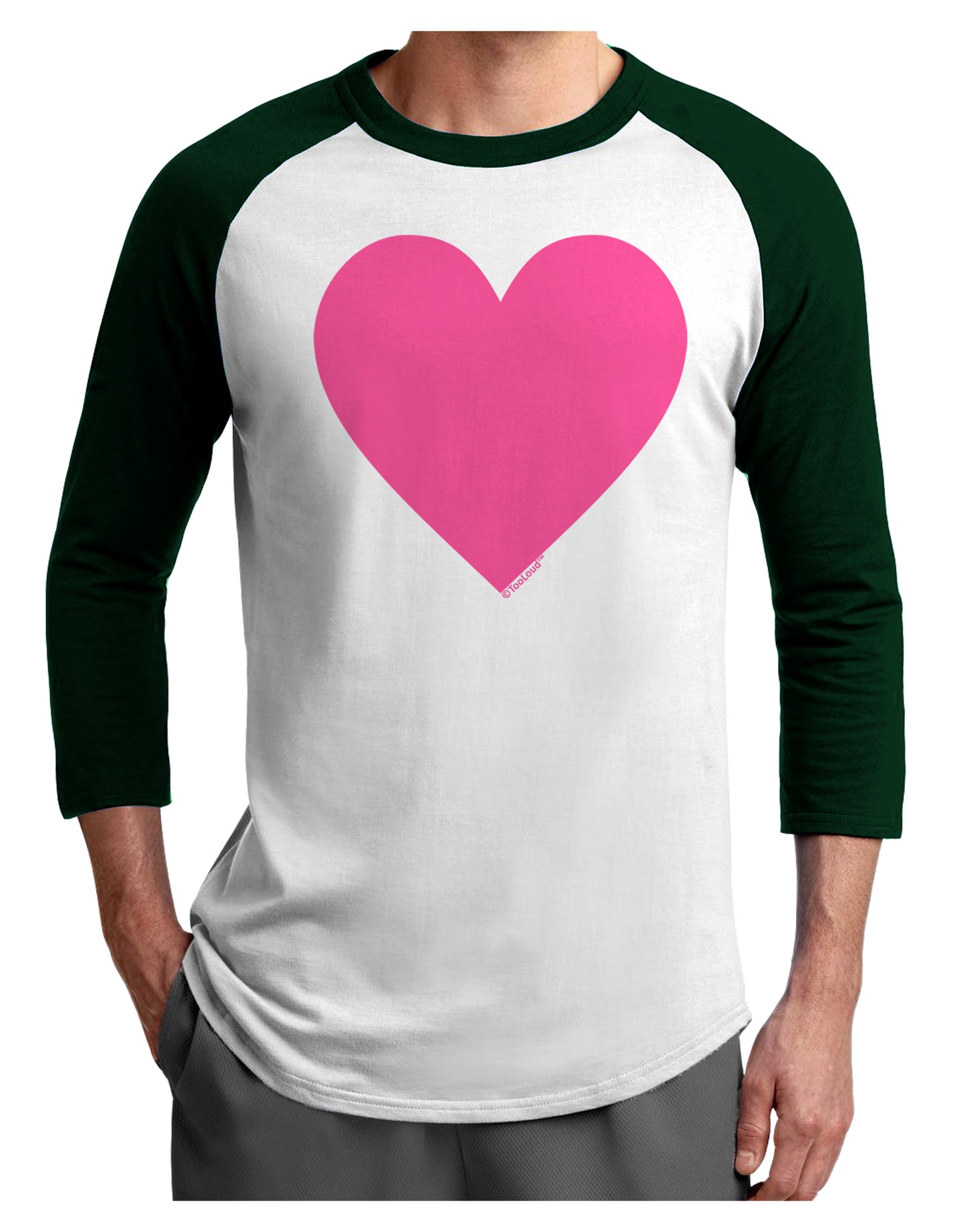 Big Pink Heart Valentine's Day Adult Raglan Shirt-Raglan Shirt-TooLoud-White-Forest-X-Small-Davson Sales