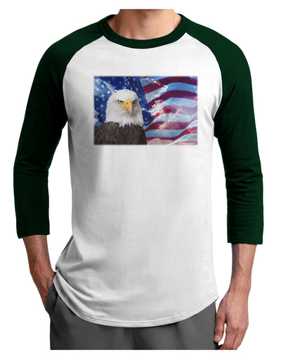 All American Eagle Adult Raglan Shirt-TooLoud-White-Forest-X-Small-Davson Sales