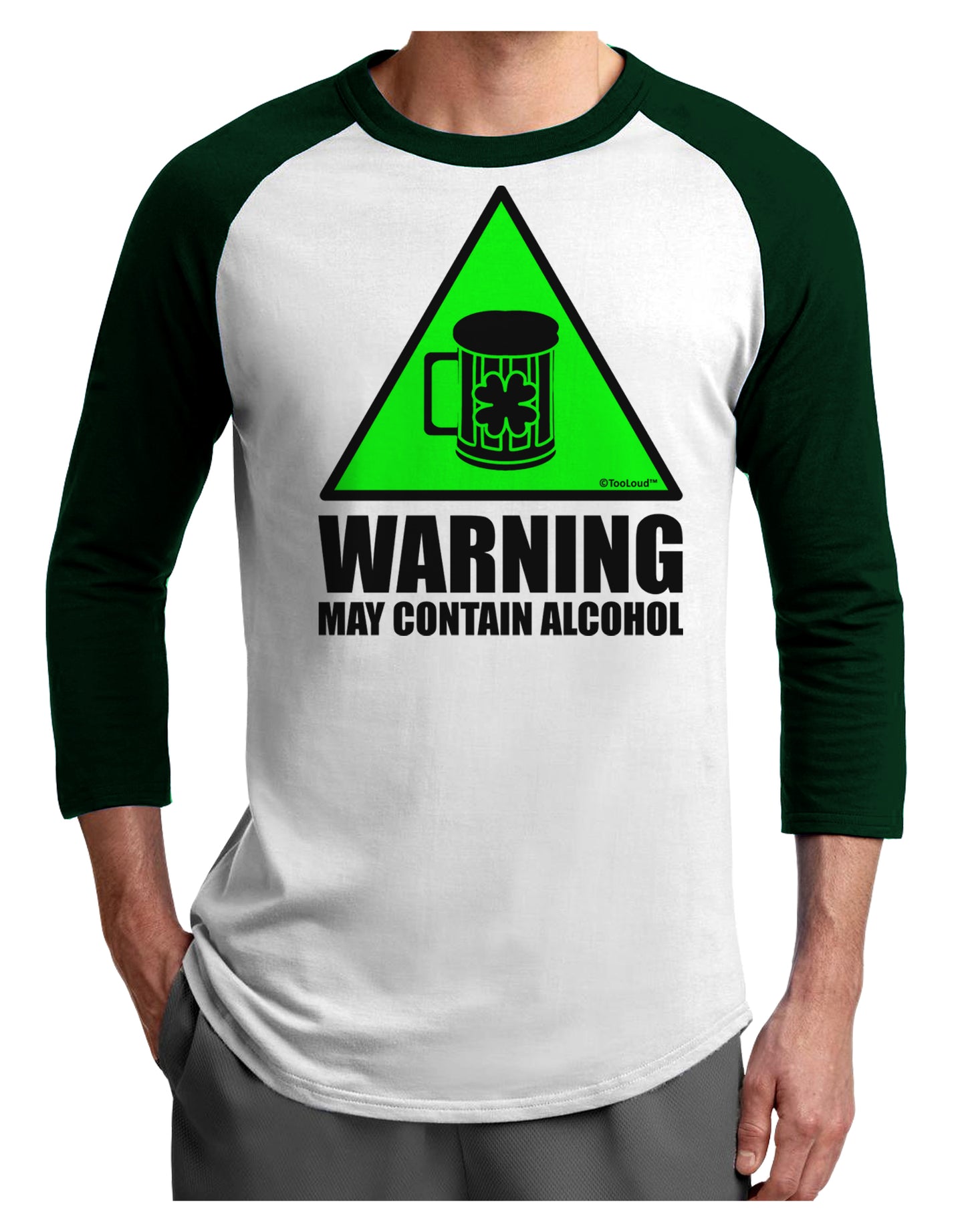 Warning May Contain Alcohol Adult Raglan Shirt by TooLoud-TooLoud-White-Forest-X-Small-Davson Sales