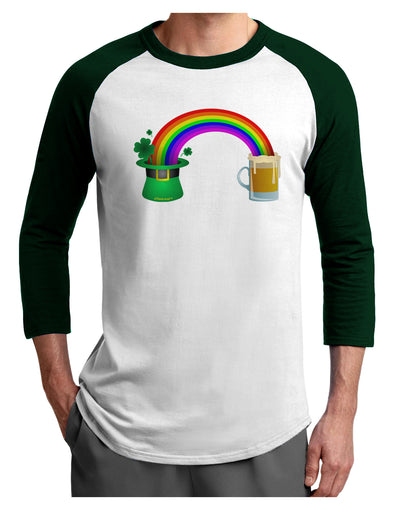 End Of The Rainbow - Beer Adult Raglan Shirt-Raglan Shirt-TooLoud-White-Forest-X-Small-Davson Sales