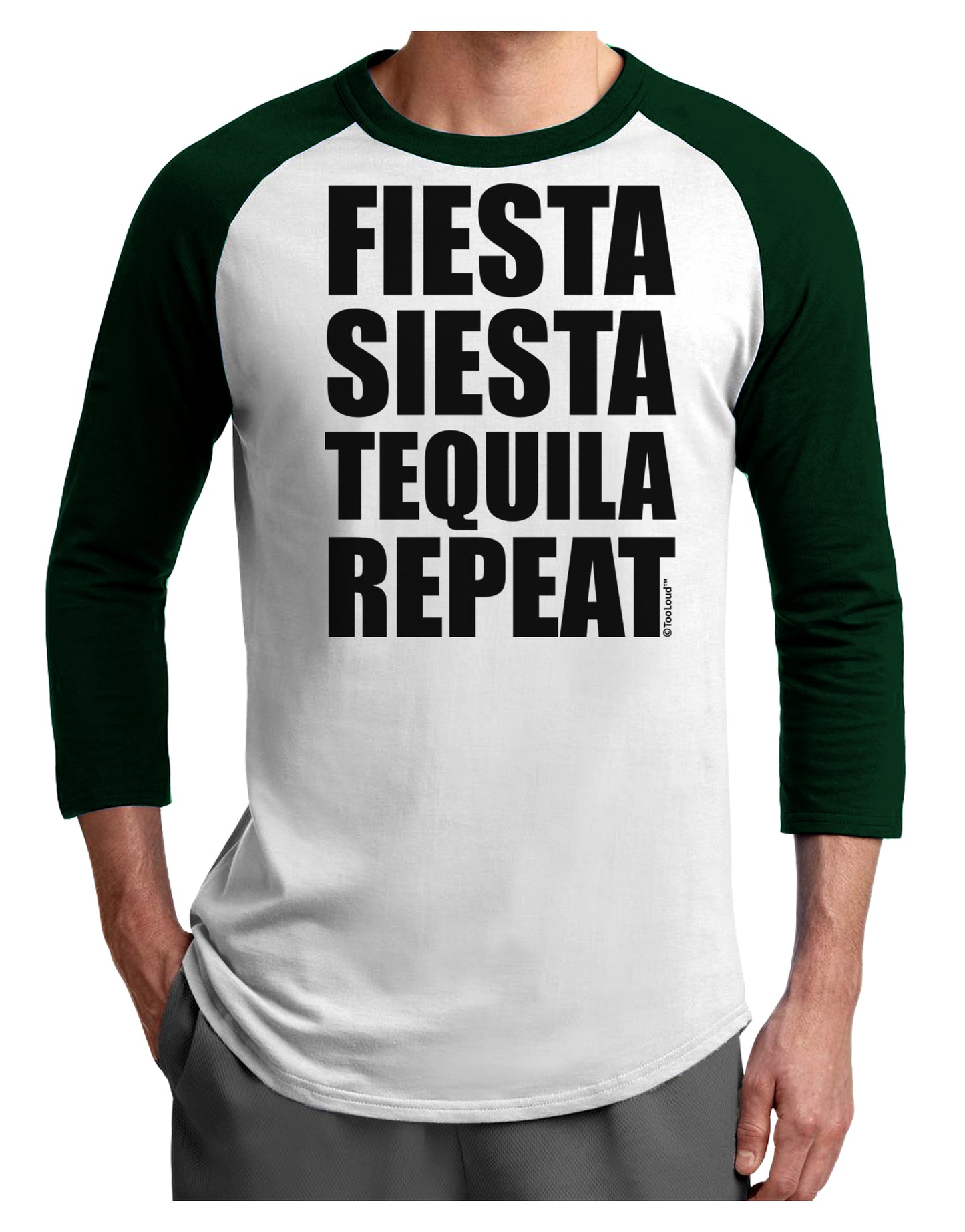 Fiesta Siesta Tequila Repeat Adult Raglan Shirt by TooLoud-TooLoud-White-Forest-X-Small-Davson Sales