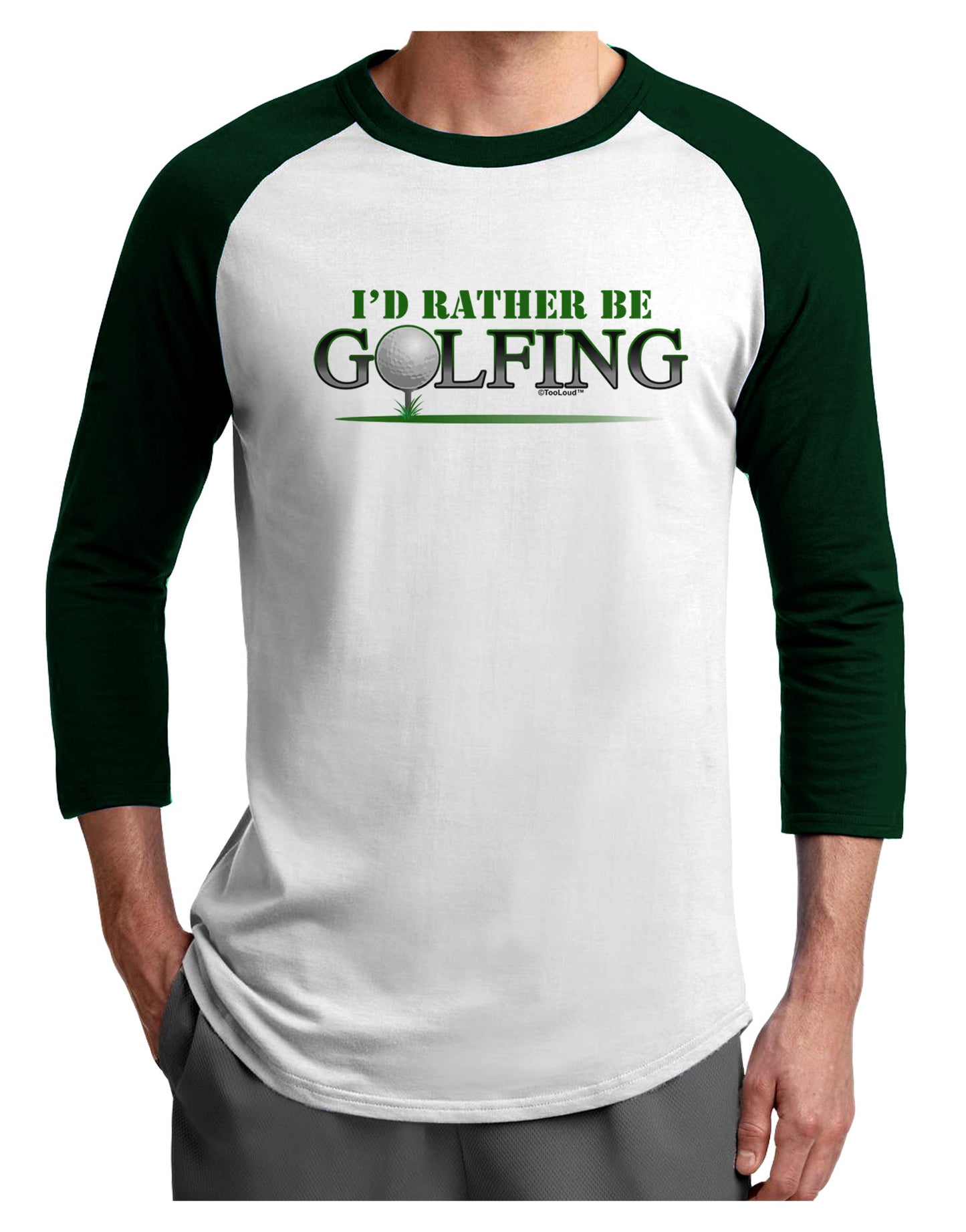 I'd Rather Be Golfing Adult Raglan Shirt-Raglan Shirt-TooLoud-White-Forest-X-Small-Davson Sales