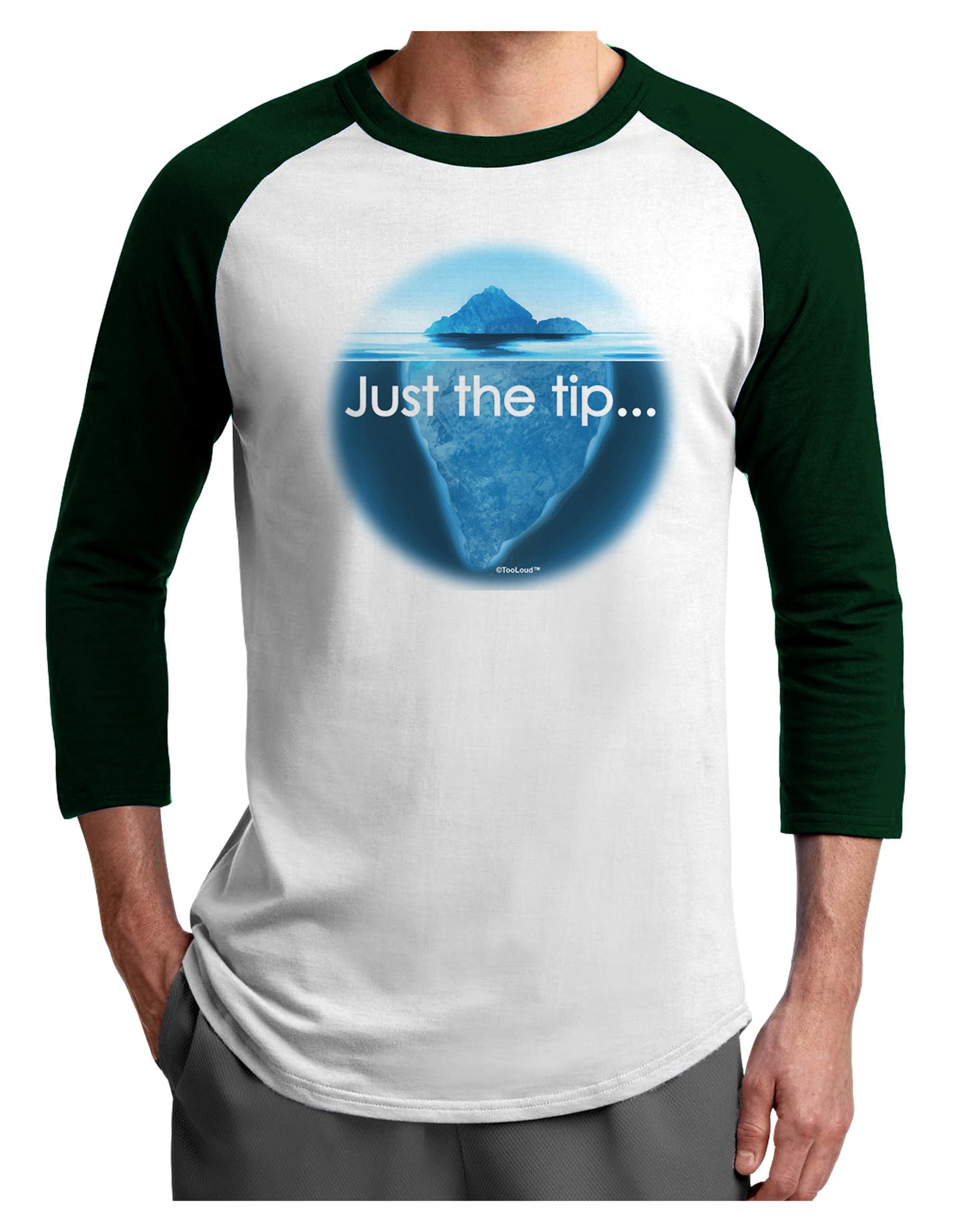 Iceberg Just the Tip Adult Raglan Shirt-TooLoud-White-Forest-X-Small-Davson Sales