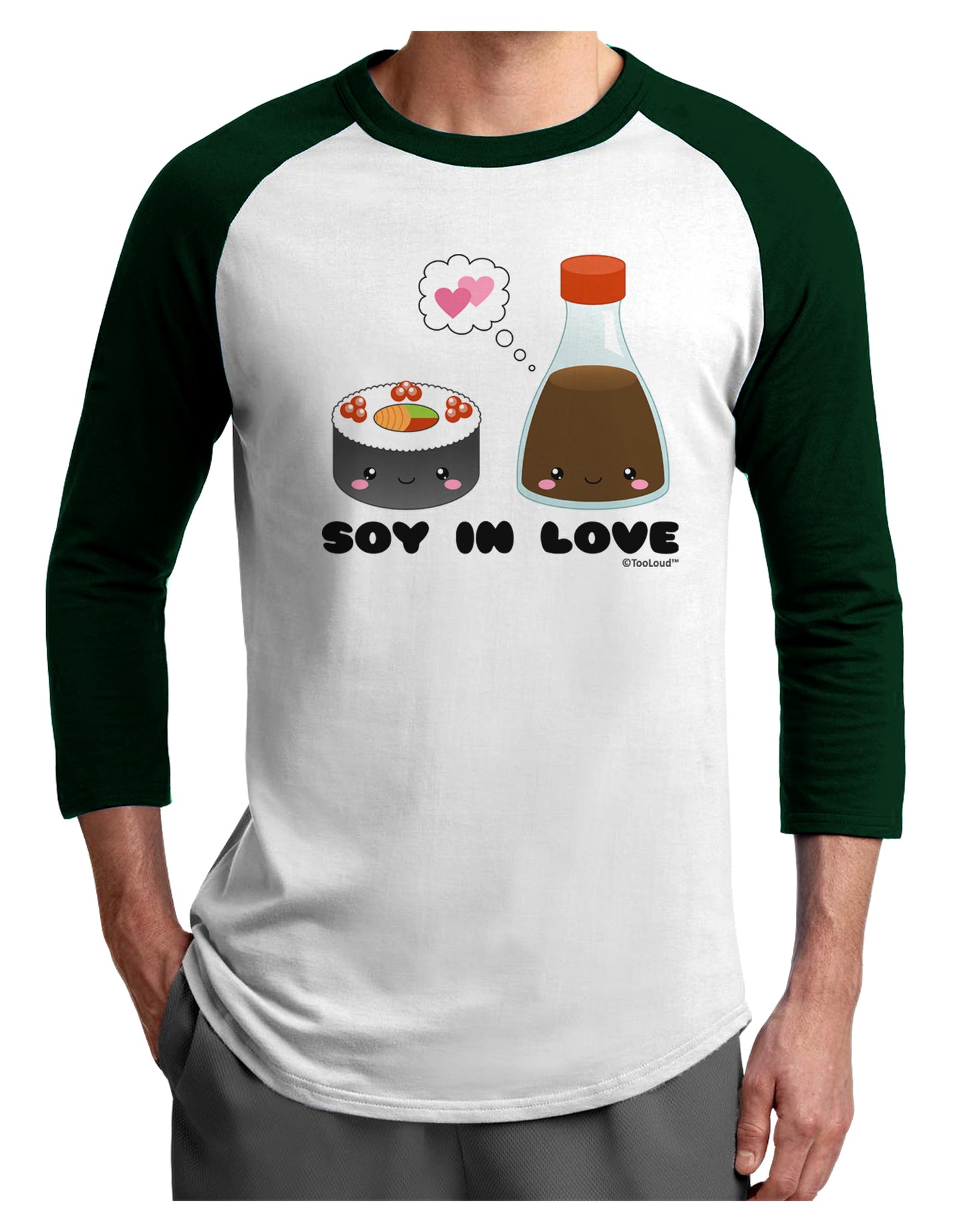 Cute Sushi and Soy Sauce - Soy In Love Adult Raglan Shirt by TooLoud-TooLoud-White-Forest-X-Small-Davson Sales