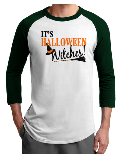 It's Halloween Witches Hat Adult Raglan Shirt-TooLoud-White-Forest-X-Small-Davson Sales