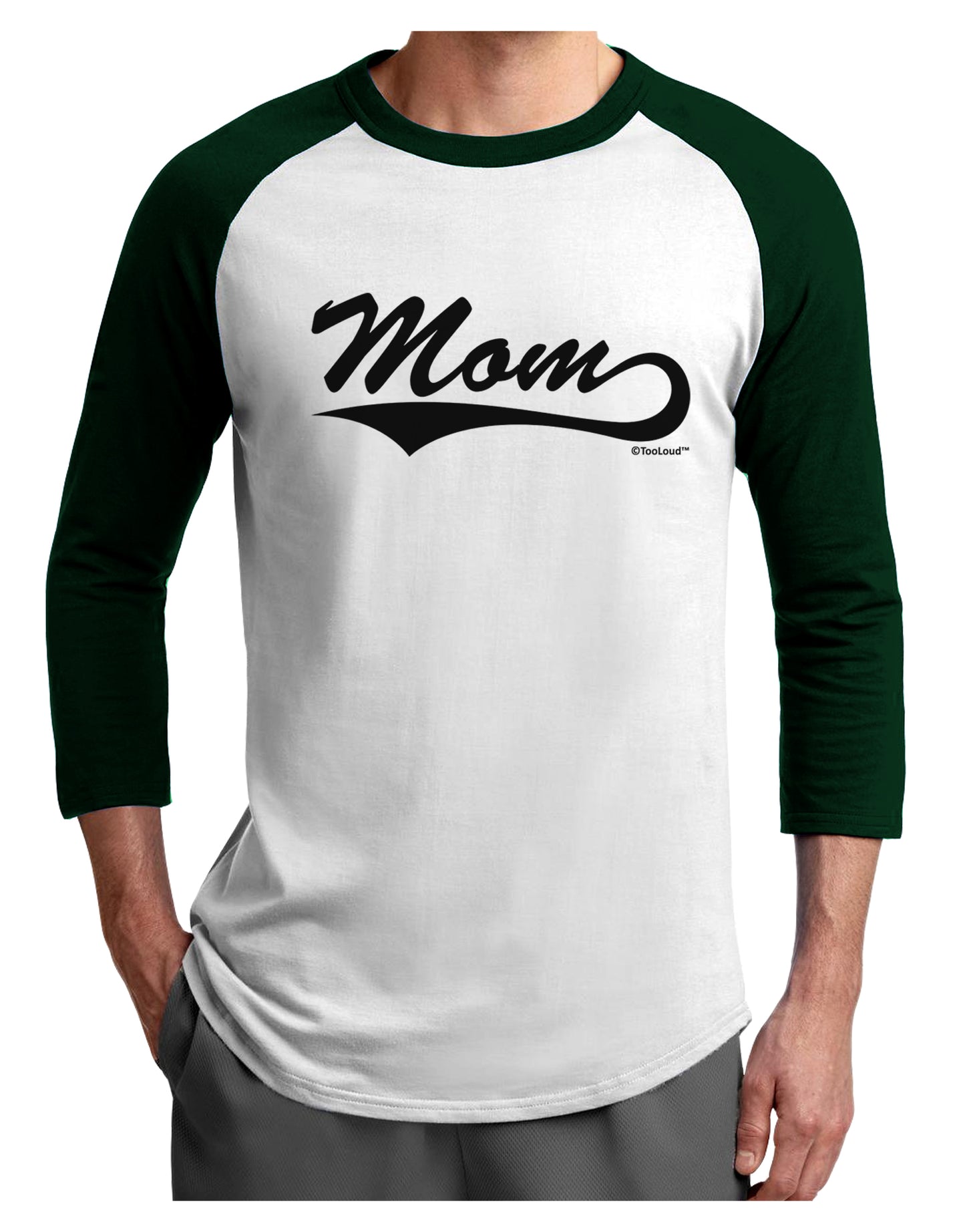 Mom - Sports Tail Script Adult Raglan Shirt by TooLoud-TooLoud-White-Forest-X-Small-Davson Sales