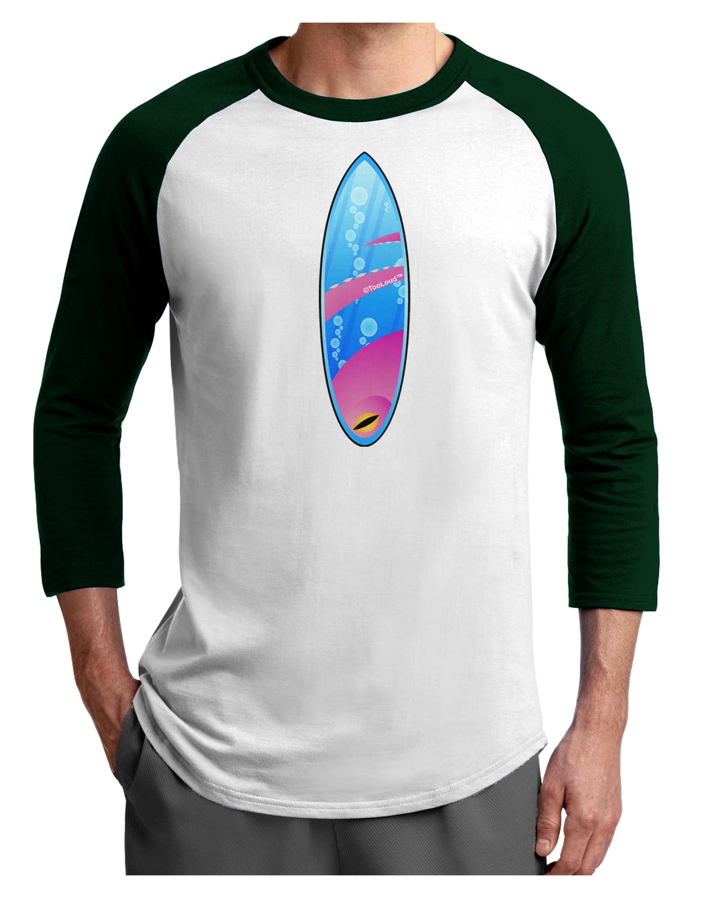 Octopus Surfboard Adult Raglan Shirt by TooLoud-TooLoud-White-Forest-X-Small-Davson Sales