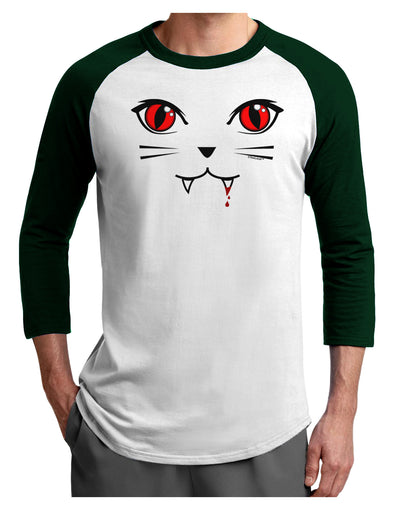 Vamp Kitty Adult Raglan Shirt-TooLoud-White-Forest-X-Small-Davson Sales