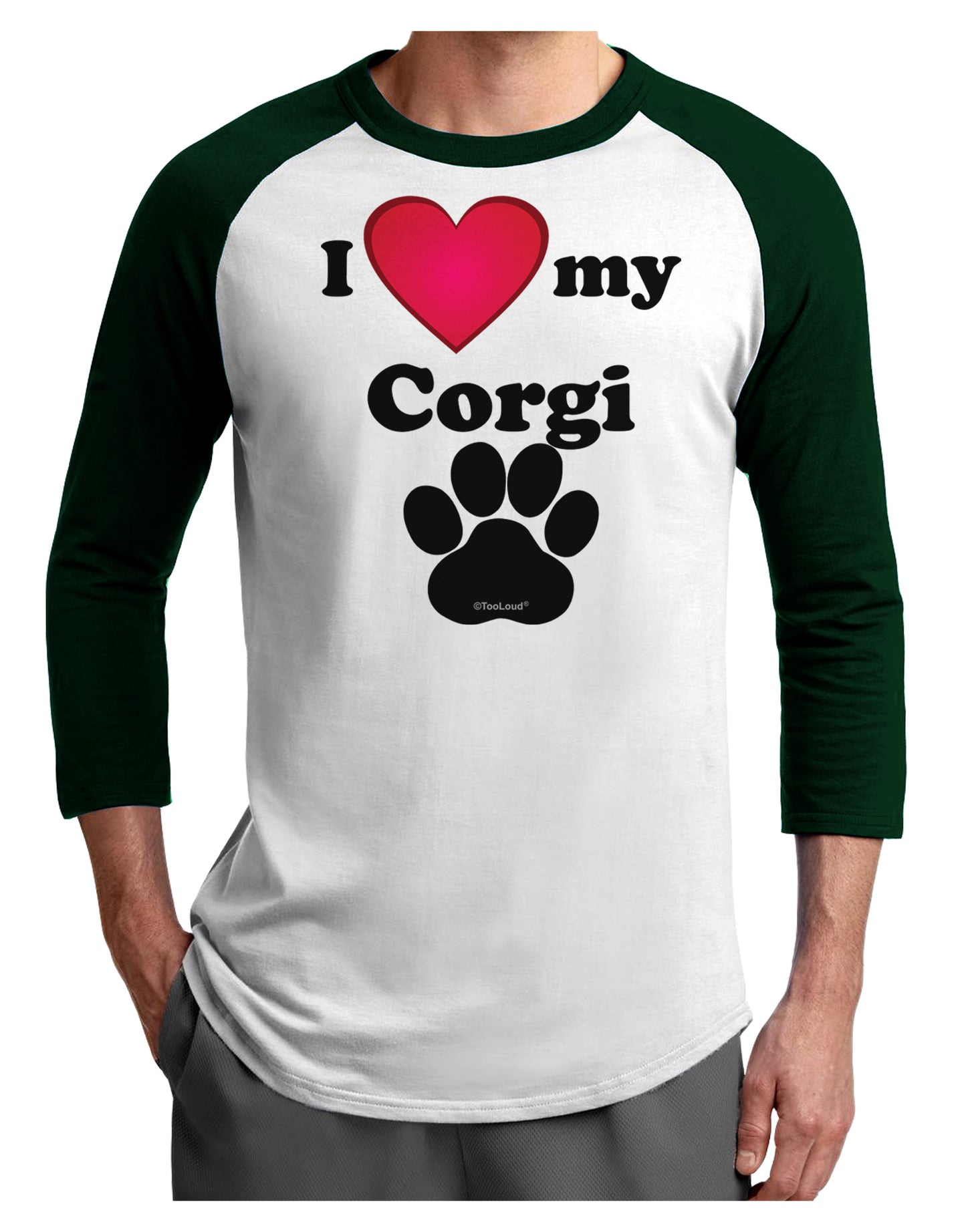 I Heart My Corgi Adult Raglan Shirt by TooLoud-TooLoud-White-Forest-X-Small-Davson Sales