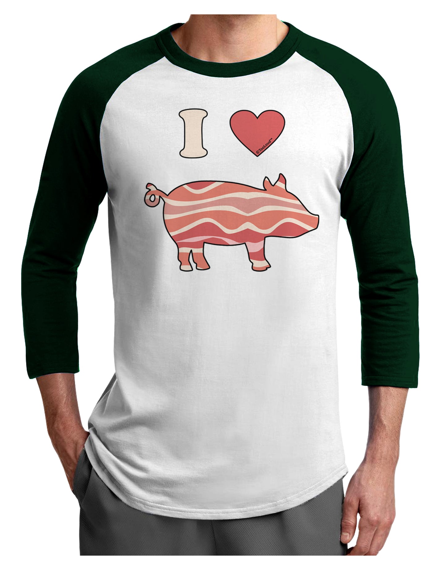 I Heart My Bacon Pig Silhouette Adult Raglan Shirt by TooLoud-TooLoud-White-Forest-X-Small-Davson Sales