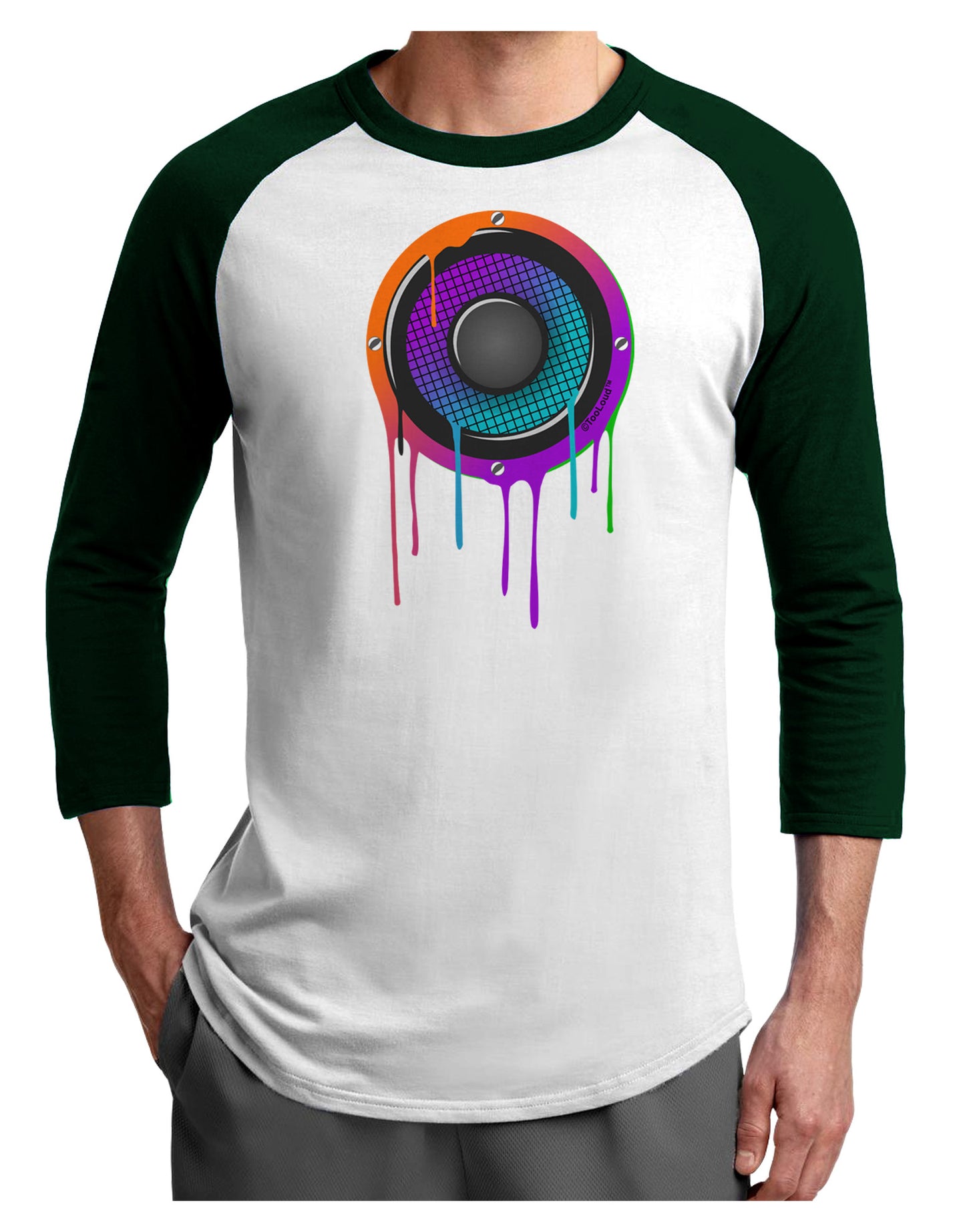 Paint Drips Speaker Adult Raglan Shirt-Raglan Shirt-TooLoud-White-Forest-X-Small-Davson Sales