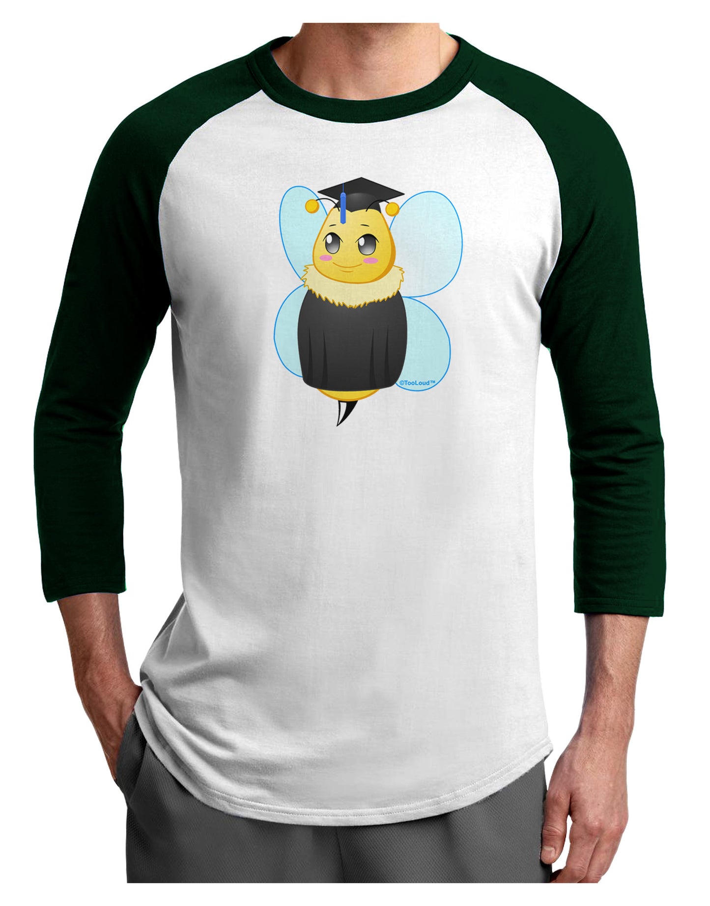 Graduation Bee Adult Raglan Shirt-Raglan Shirt-TooLoud-White-Forest-X-Small-Davson Sales