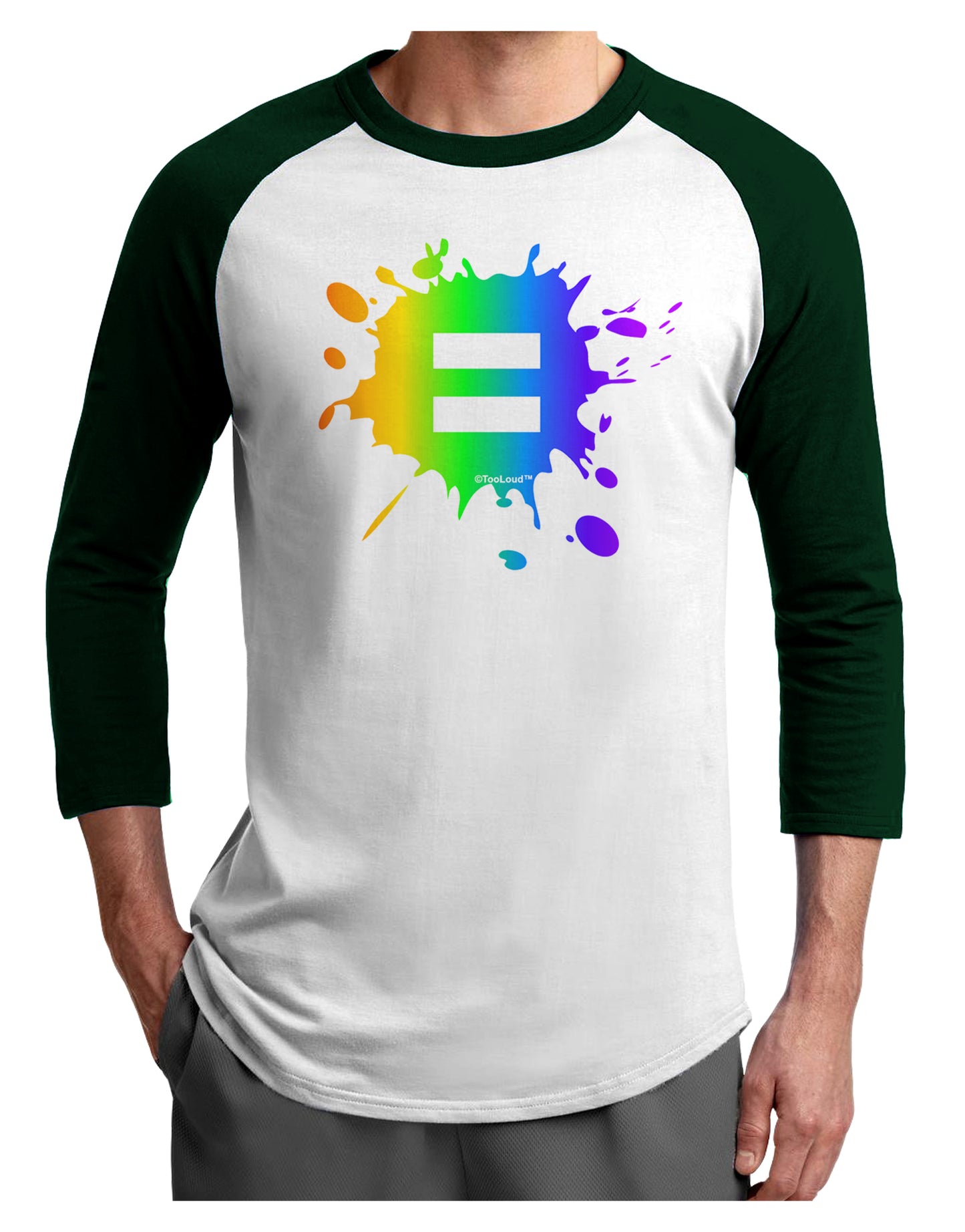 Equal Rainbow Paint Splatter Adult Raglan Shirt by TooLoud-TooLoud-White-Forest-X-Small-Davson Sales