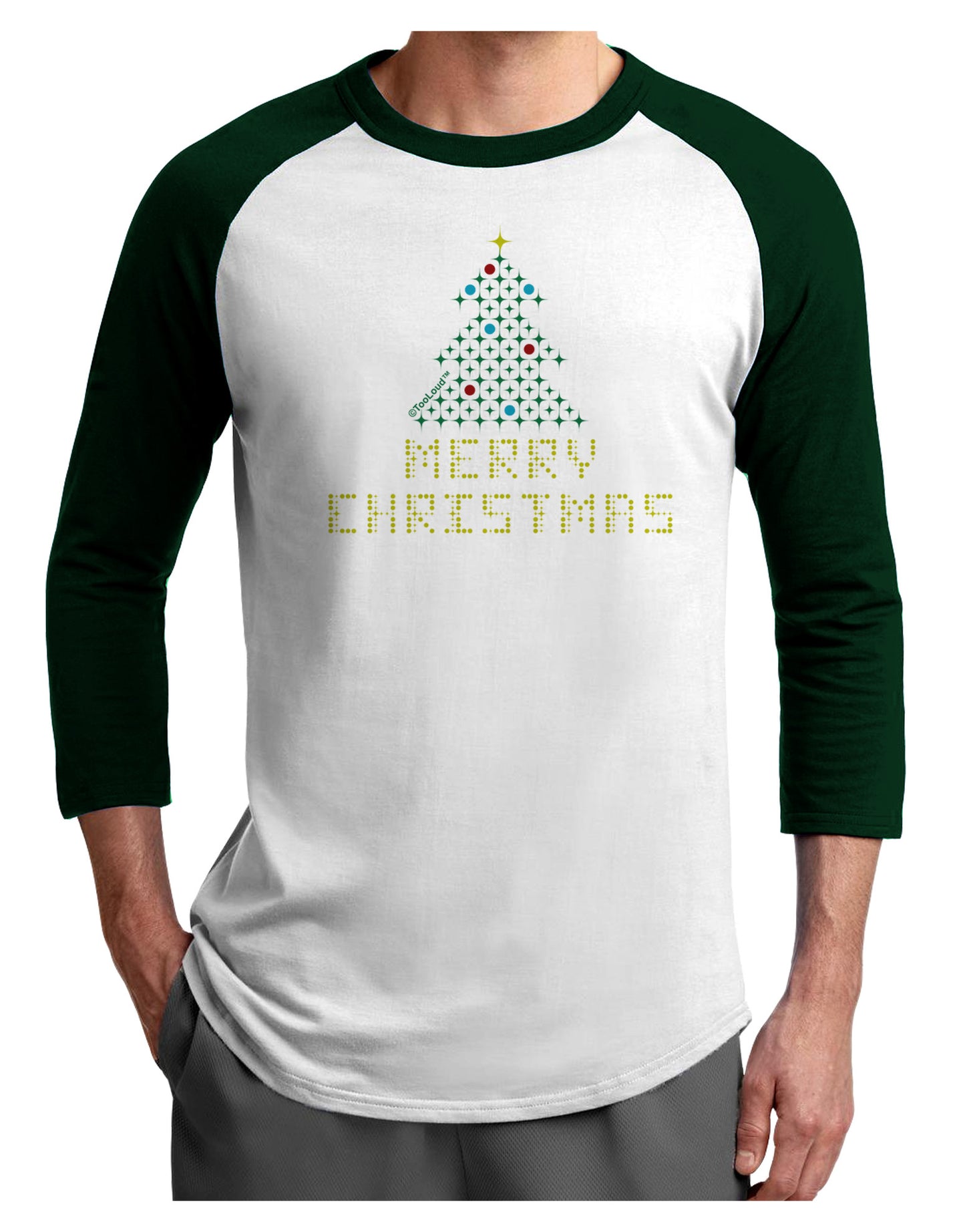 Merry Christmas Sparkles Adult Raglan Shirt-Raglan Shirt-TooLoud-White-Forest-X-Small-Davson Sales