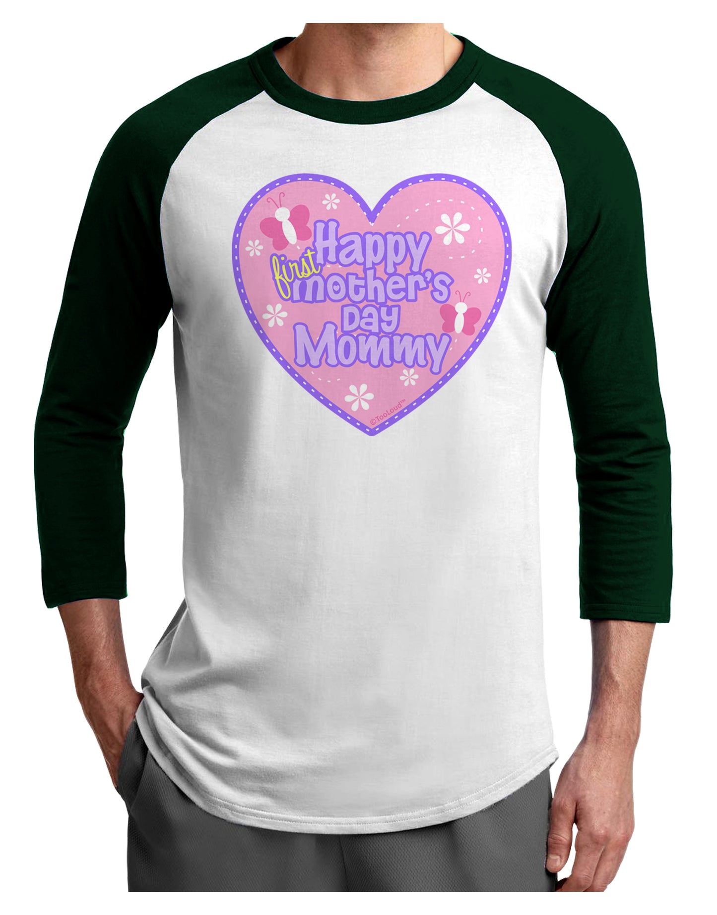 Happy First Mother's Day Mommy - Pink Adult Raglan Shirt by TooLoud-TooLoud-White-Forest-X-Small-Davson Sales