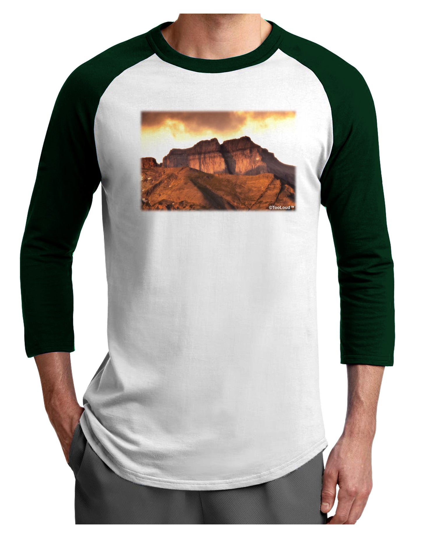 San Juan Mountain Range Adult Raglan Shirt-TooLoud-White-Forest-X-Small-Davson Sales