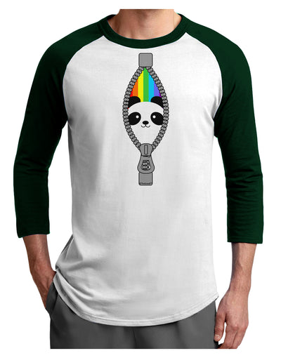 Rainbow Panda Peeking Out of Zipper Adult Raglan Shirt by TooLoud-TooLoud-White-Forest-X-Small-Davson Sales