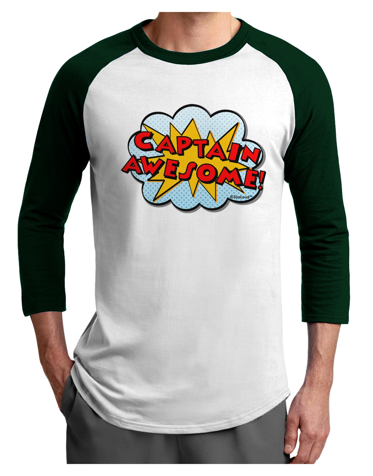 Captain Awesome - Superhero Style Adult Raglan Shirt by TooLoud-TooLoud-White-Forest-X-Small-Davson Sales