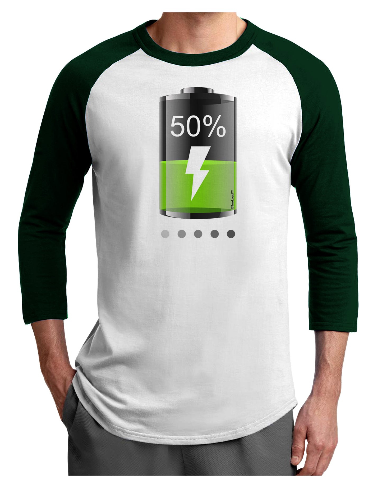 Half Energy 50 Percent Adult Raglan Shirt-Raglan Shirt-TooLoud-White-Forest-X-Small-Davson Sales
