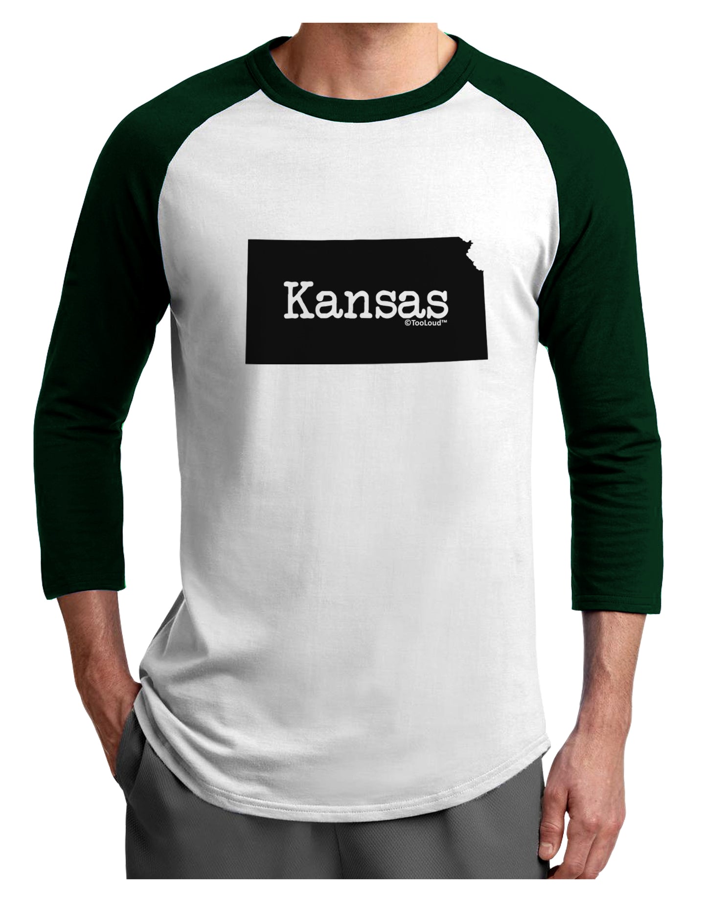 Kansas - United States Shape Adult Raglan Shirt by TooLoud-TooLoud-White-Forest-X-Small-Davson Sales