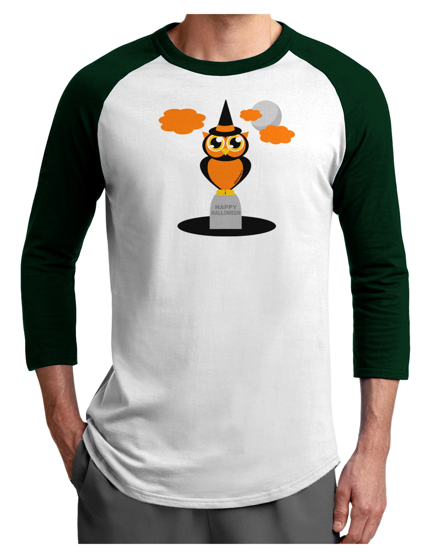 Owl Orange Adult Raglan Shirt-Raglan Shirt-TooLoud-White-Forest-X-Small-Davson Sales