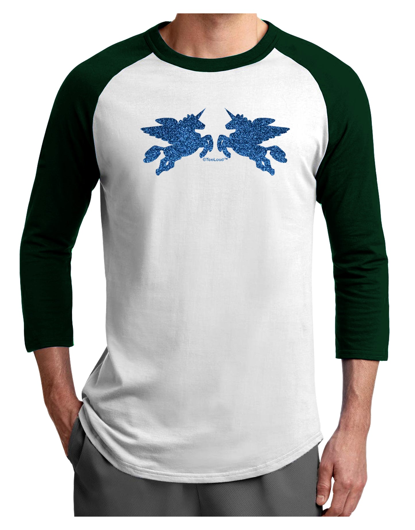 Unicorn Pegasus Blue Glitter Adult Raglan Shirt by TooLoud-TooLoud-White-Forest-X-Small-Davson Sales