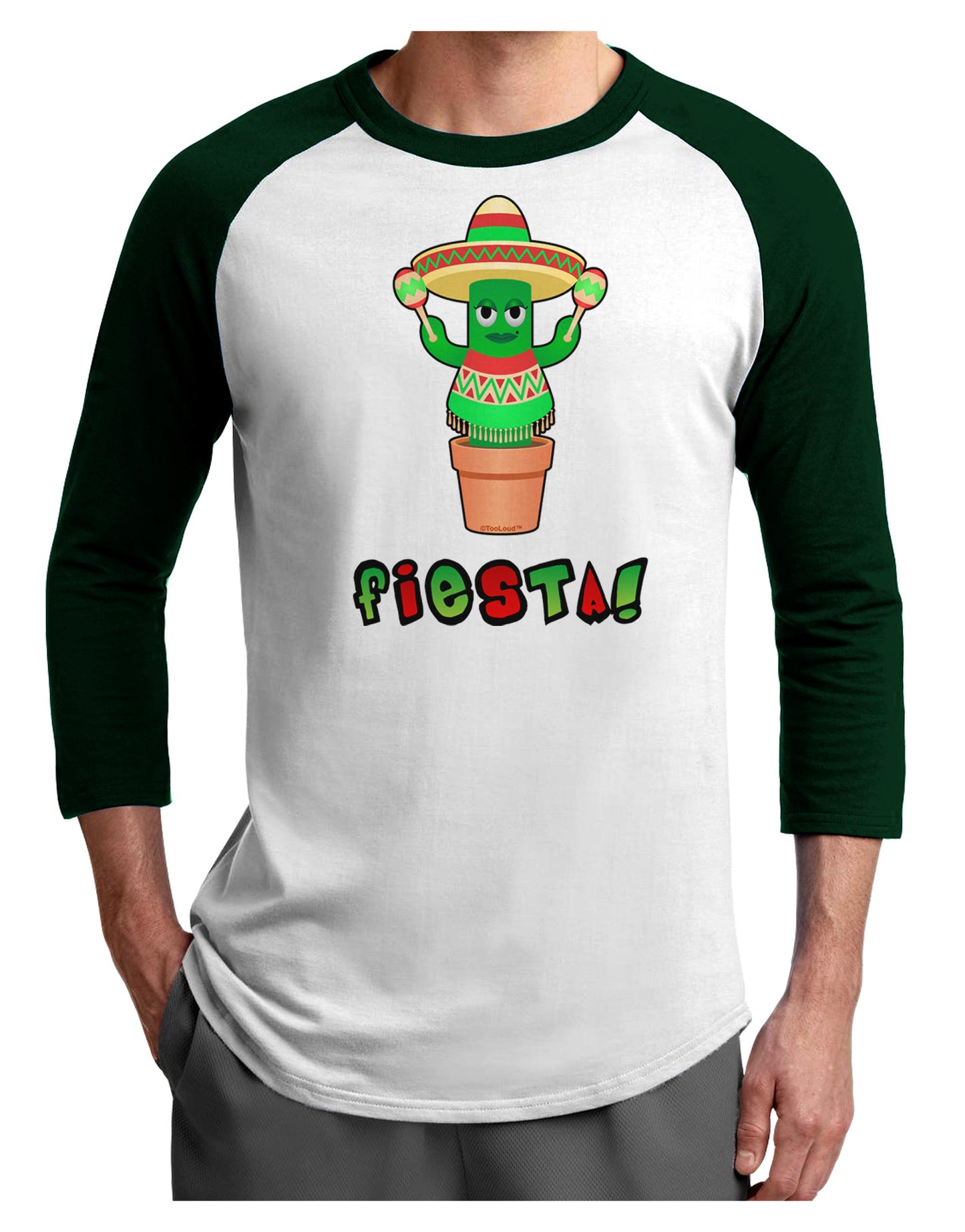 Fiesta Cactus Poncho Text Adult Raglan Shirt-Raglan Shirt-TooLoud-White-Forest-X-Small-Davson Sales