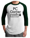 PC Gamer BnW Adult Raglan Shirt-TooLoud-White-Forest-X-Small-Davson Sales