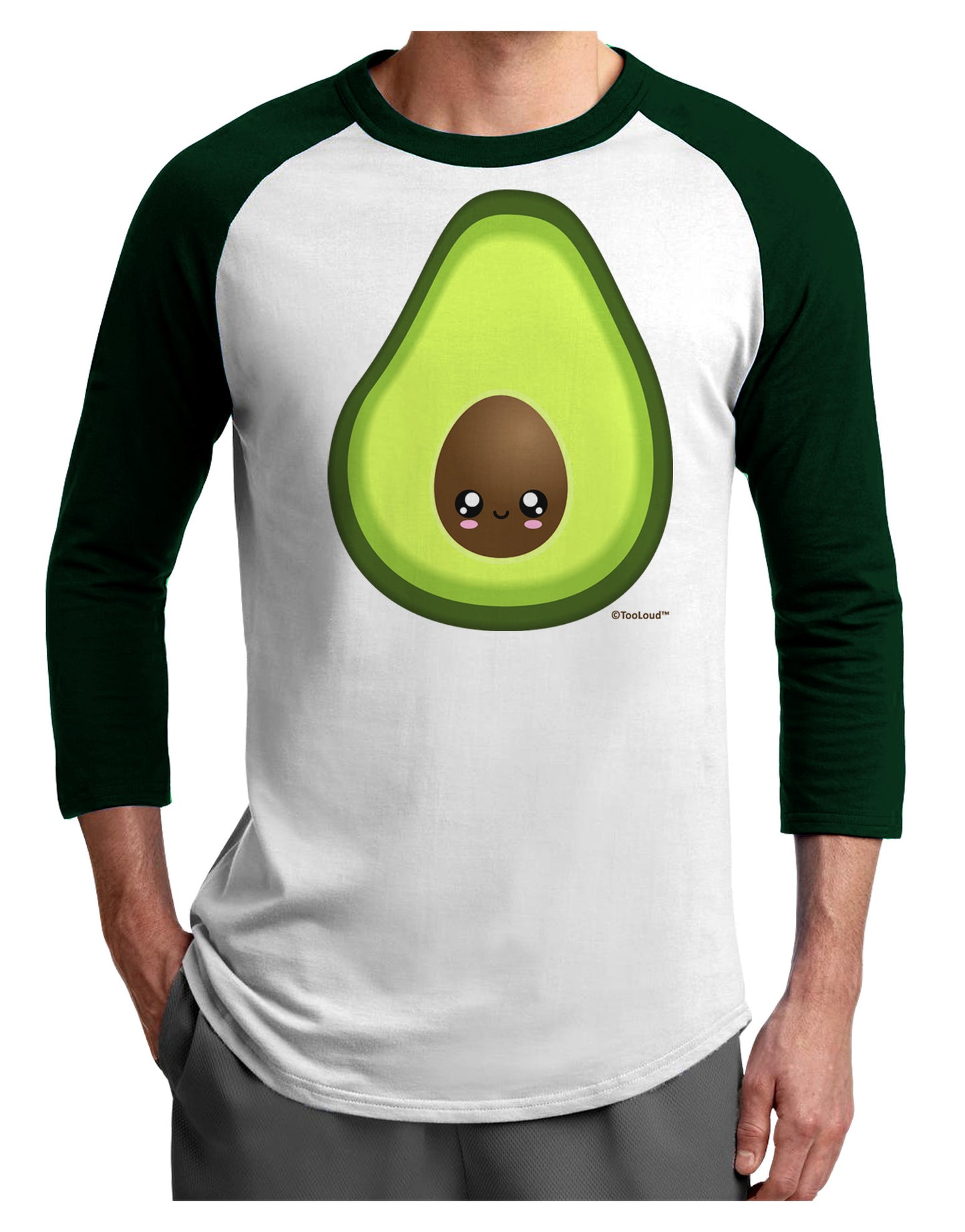 Cute Avocado Design Adult Raglan Shirt-Raglan Shirt-TooLoud-White-Forest-X-Small-Davson Sales