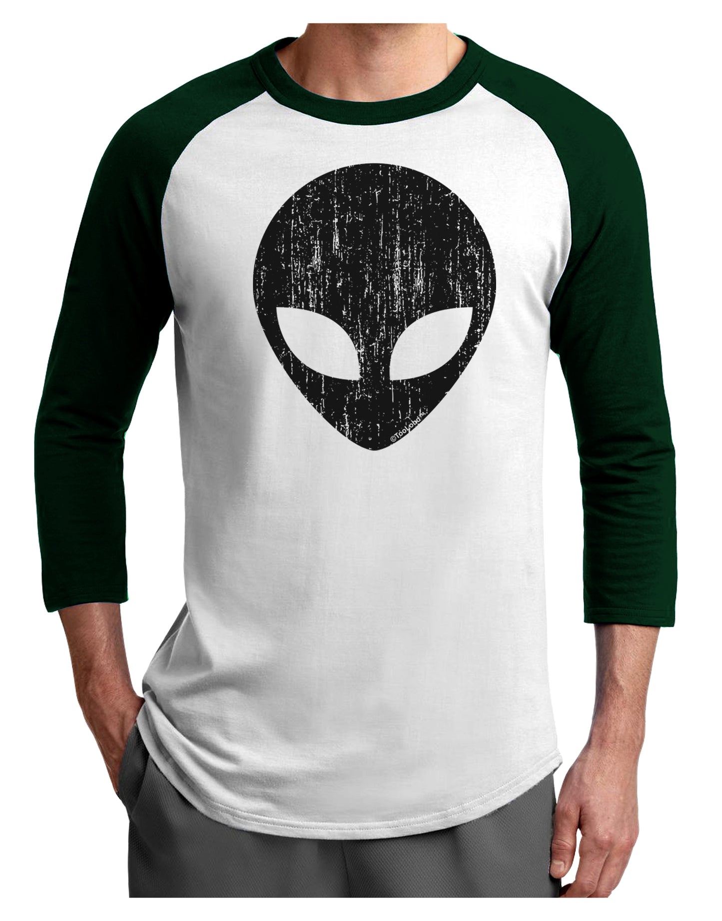 Extraterrestrial Face - Alien Distressed Adult Raglan Shirt by TooLoud-TooLoud-White-Forest-X-Small-Davson Sales