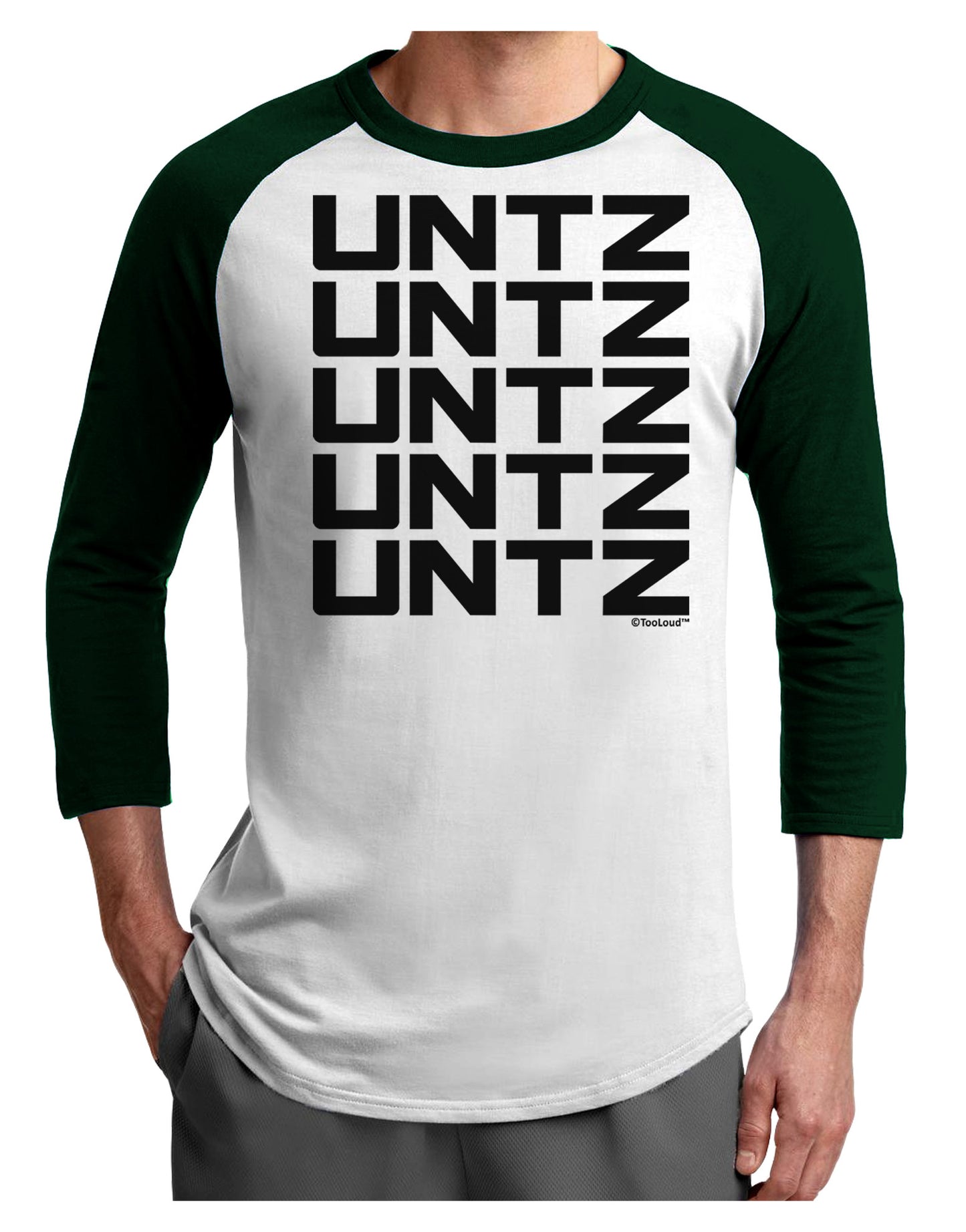 Untz Untz Untz Untz Untz EDM Design Adult Raglan Shirt-TooLoud-White-Forest-X-Small-Davson Sales