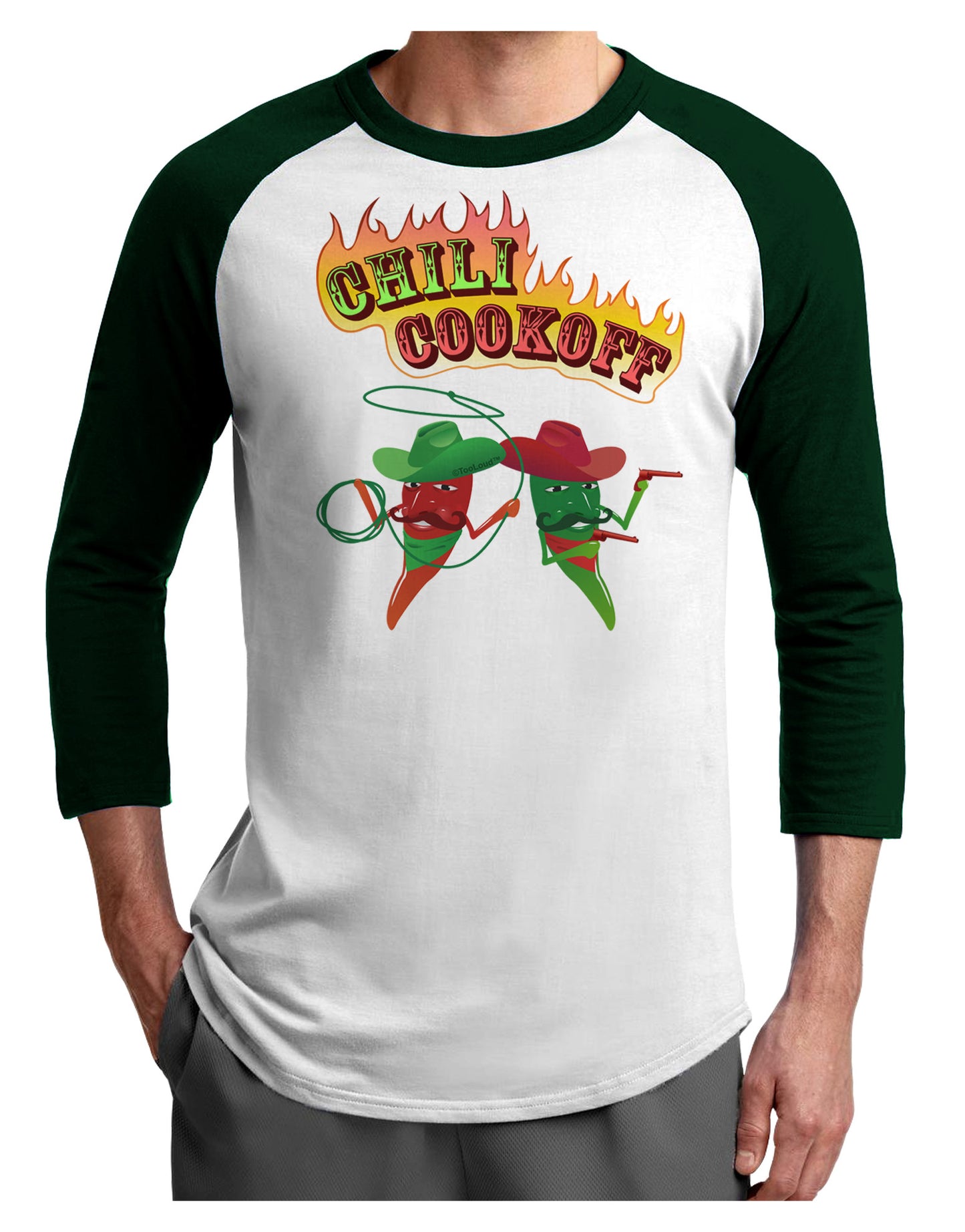 Cowboy Chili Cookoff Adult Raglan Shirt-Raglan Shirt-TooLoud-White-Forest-X-Small-Davson Sales