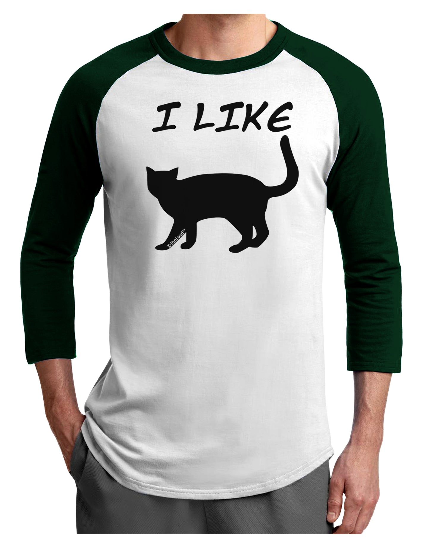 I Like Cat Silhouette Design Adult Raglan Shirt by TooLoud-TooLoud-White-Forest-X-Small-Davson Sales