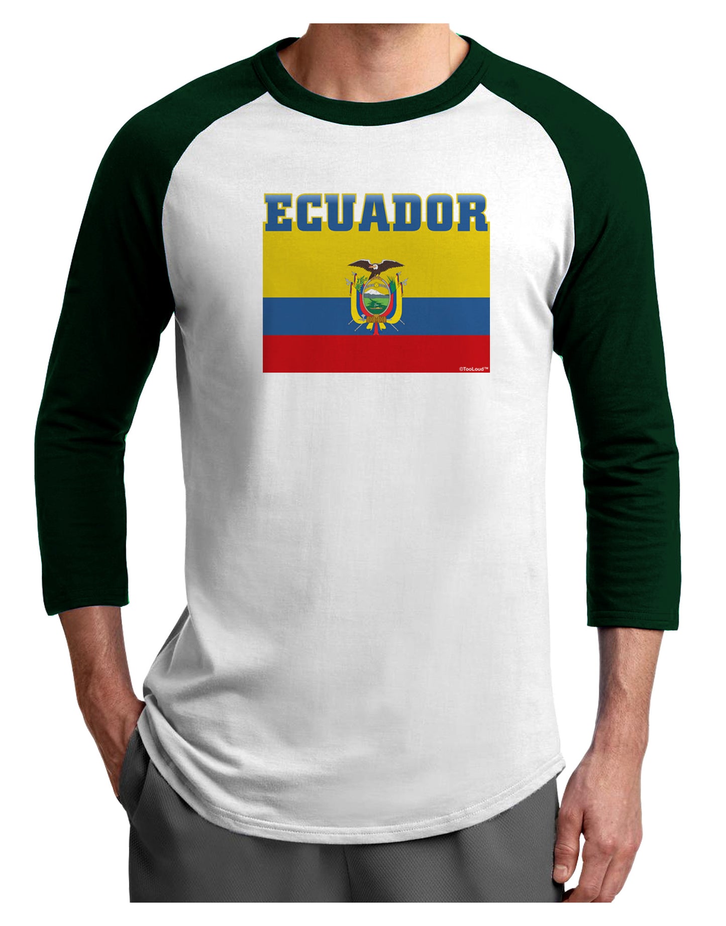 Ecuador Flag Adult Raglan Shirt-Raglan Shirt-TooLoud-White-Forest-X-Small-Davson Sales