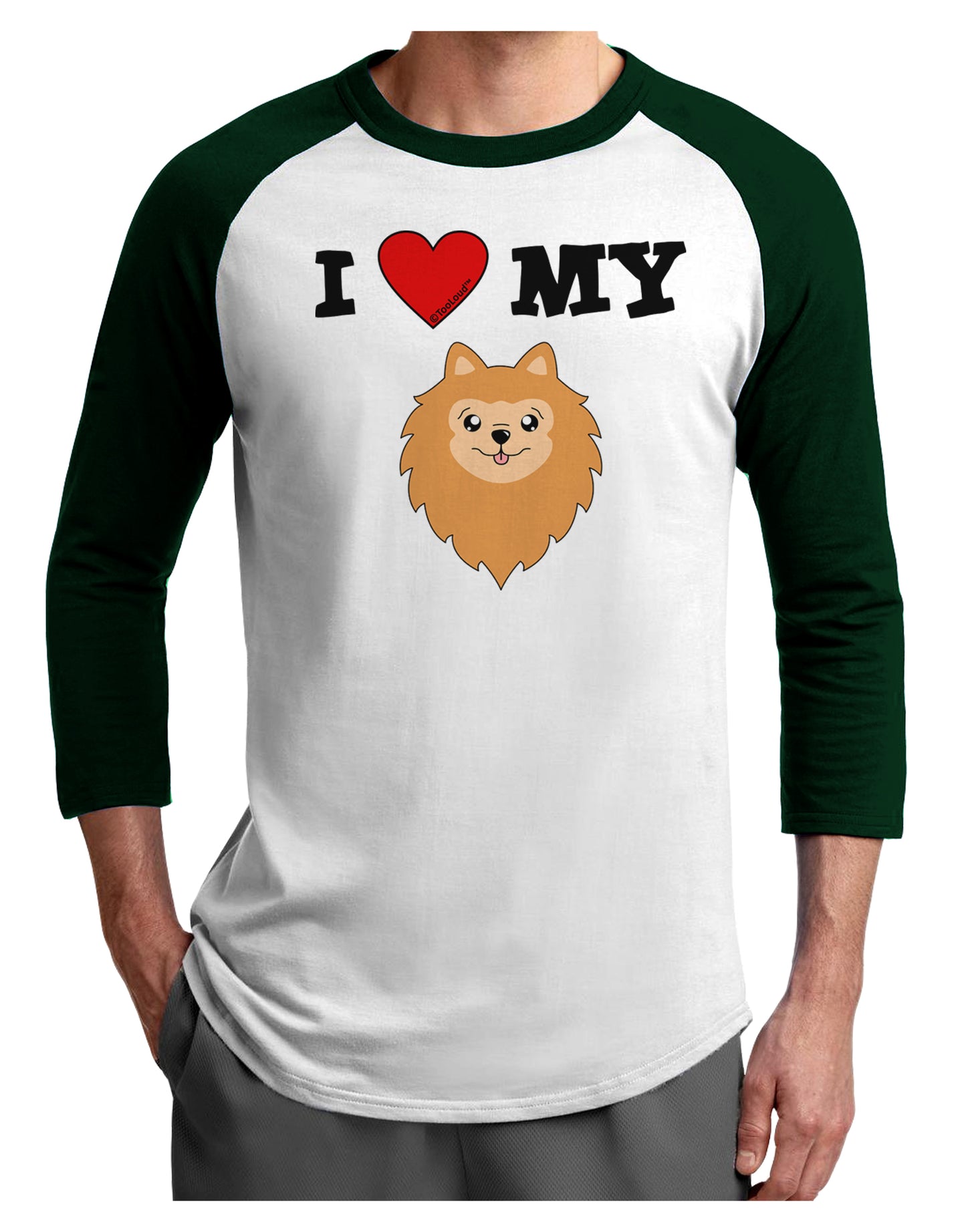 I Heart My - Cute Pomeranian Dog Adult Raglan Shirt by TooLoud-TooLoud-White-Forest-X-Small-Davson Sales