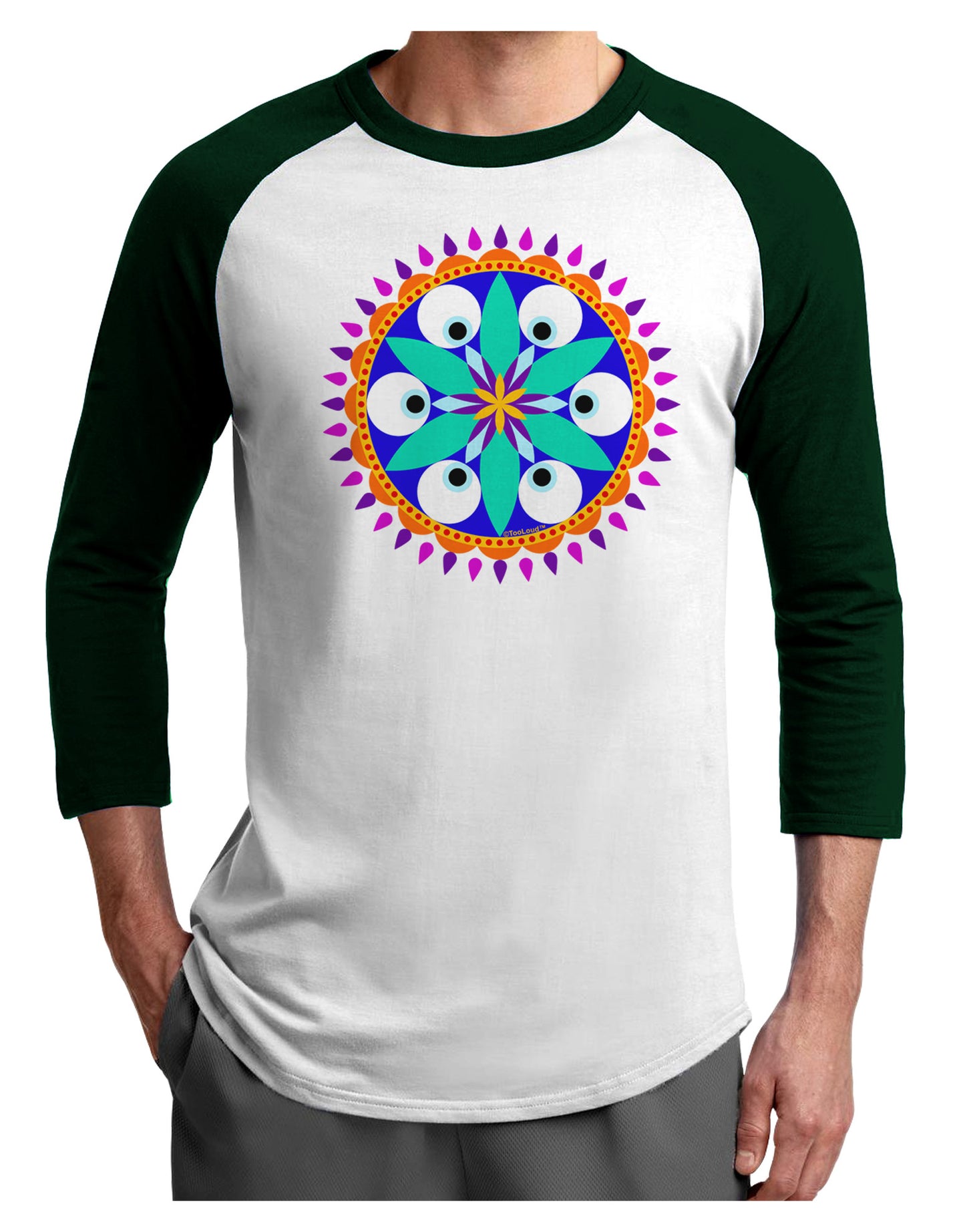 Evil Eye Protection Mandala Adult Raglan Shirt by-Raglan Shirt-TooLoud-White-Forest-X-Small-Davson Sales