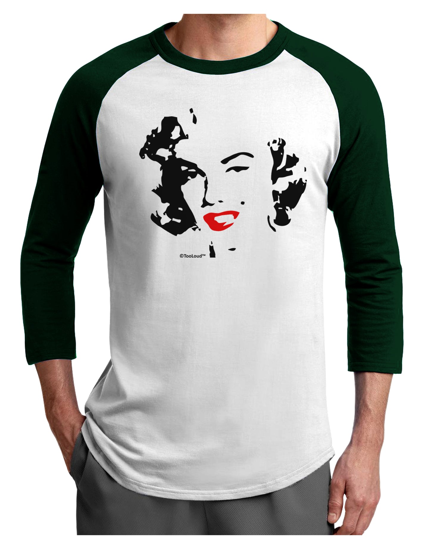 Marilyn Monroe Cutout Design Red Lips Adult Raglan Shirt by TooLoud-TooLoud-White-Forest-X-Small-Davson Sales