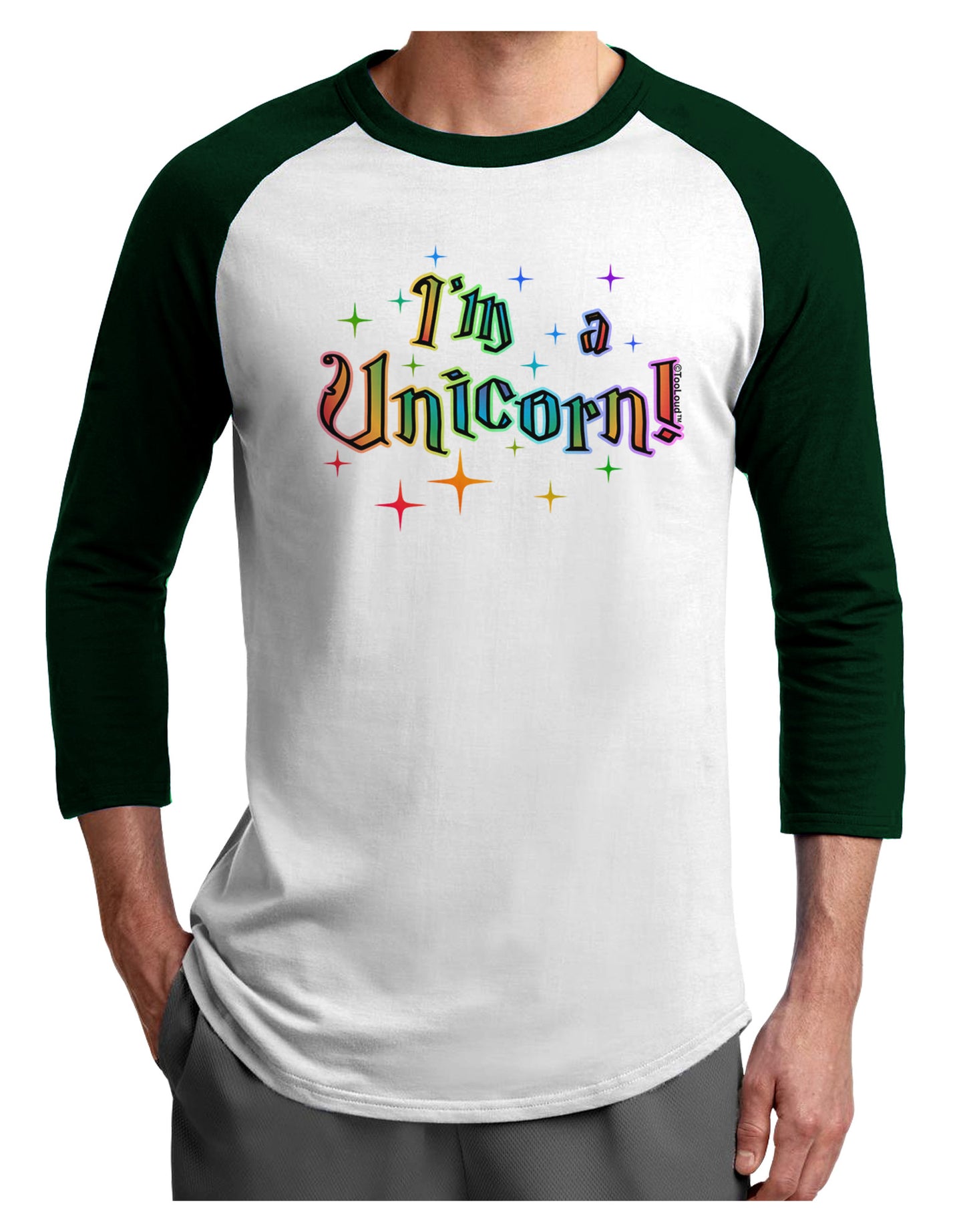 I'm a Unicorn Text Adult Raglan Shirt-Raglan Shirt-TooLoud-White-Forest-X-Small-Davson Sales