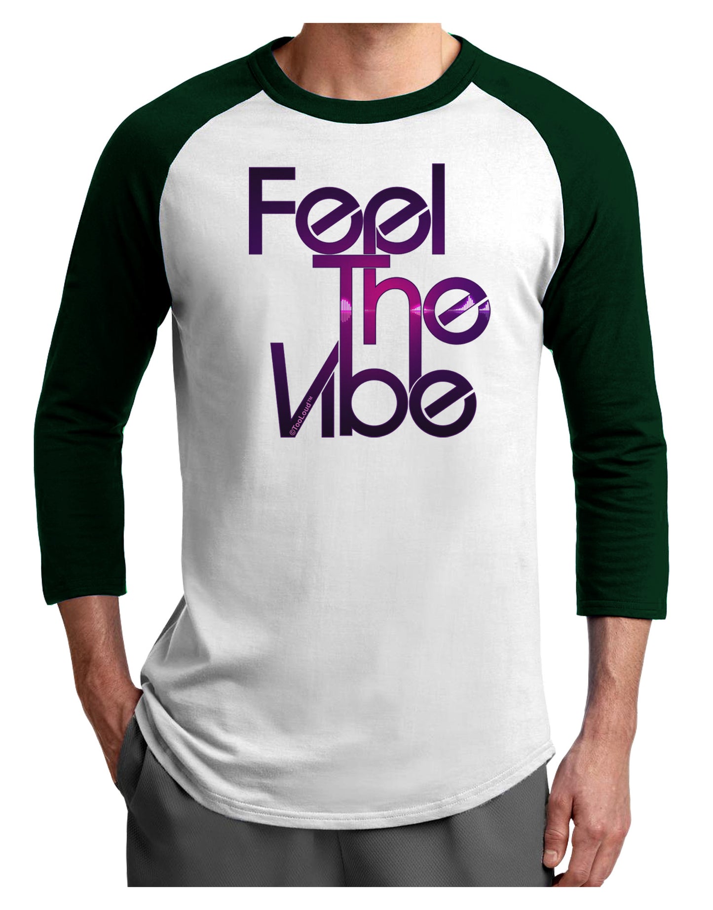 Feel The Vibe Adult Raglan Shirt-Raglan Shirt-TooLoud-White-Forest-X-Small-Davson Sales