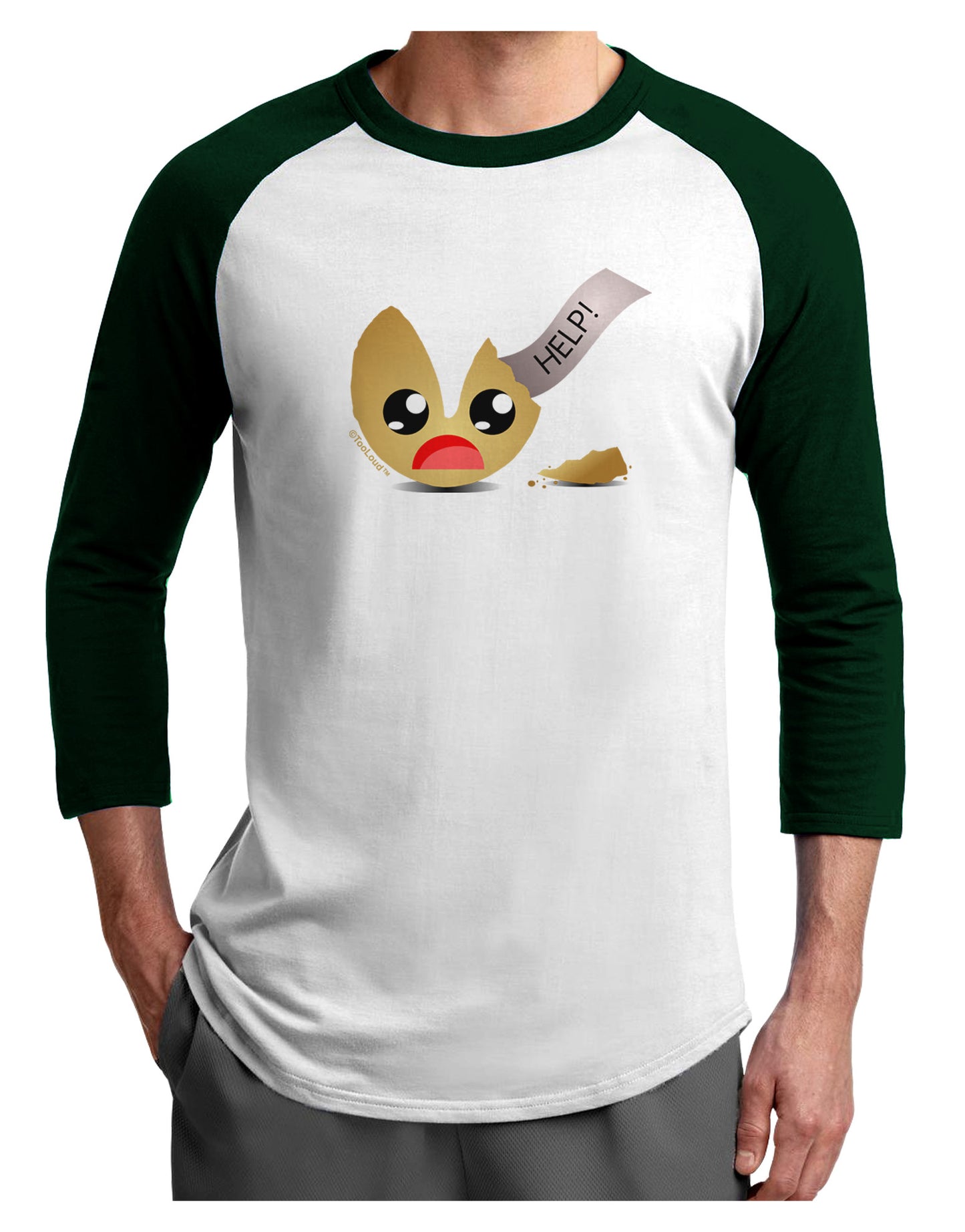 Dismembered Fortune Cookie Adult Raglan Shirt-Raglan Shirt-TooLoud-White-Forest-X-Small-Davson Sales