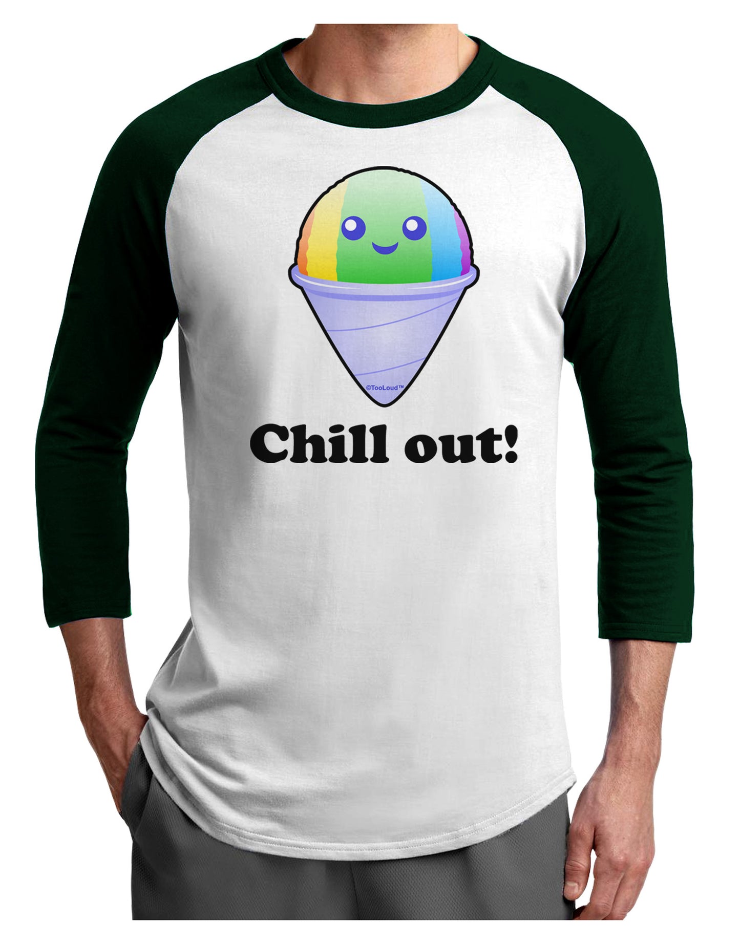 Cute Shaved Ice Chill Out Adult Raglan Shirt-Raglan Shirt-TooLoud-White-Forest-X-Small-Davson Sales