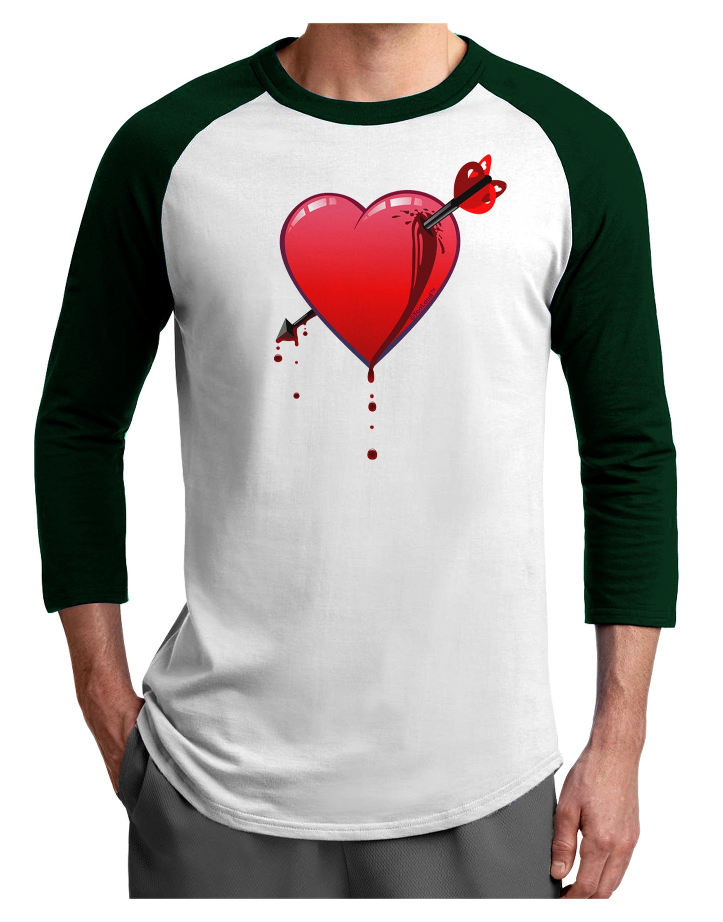 Shot Through the Heart Bleeding Adult Raglan Shirt by-Raglan Shirt-TooLoud-White-Forest-X-Small-Davson Sales