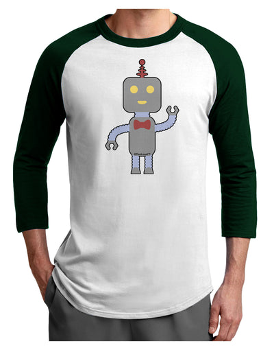 Cute Robot Male Adult Raglan Shirt-TooLoud-White-Forest-X-Small-Davson Sales