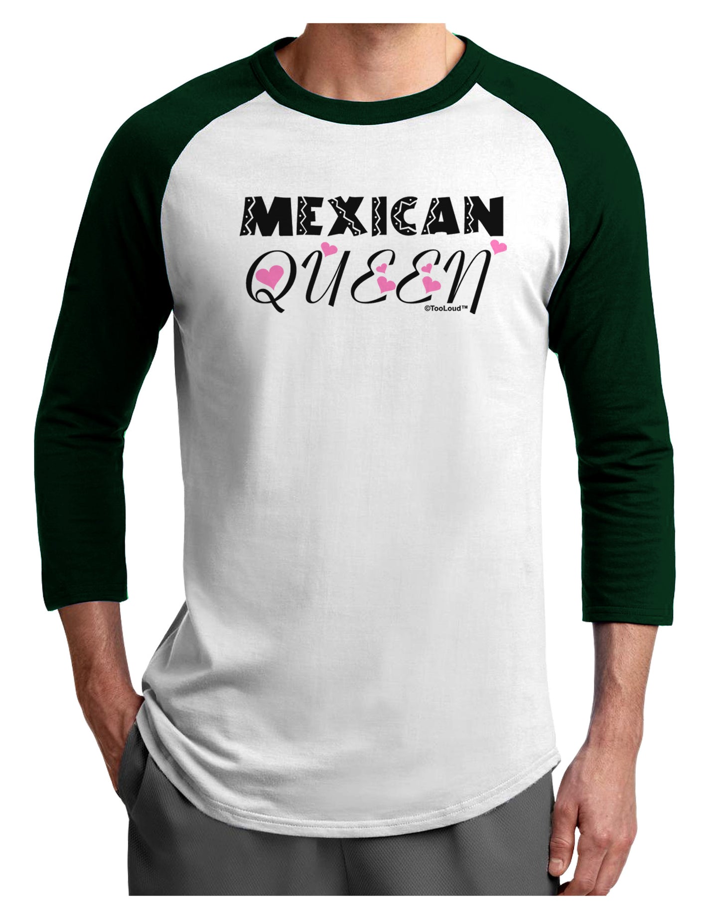 Mexican Queen - Cinco de Mayo Adult Raglan Shirt-TooLoud-White-Forest-X-Small-Davson Sales