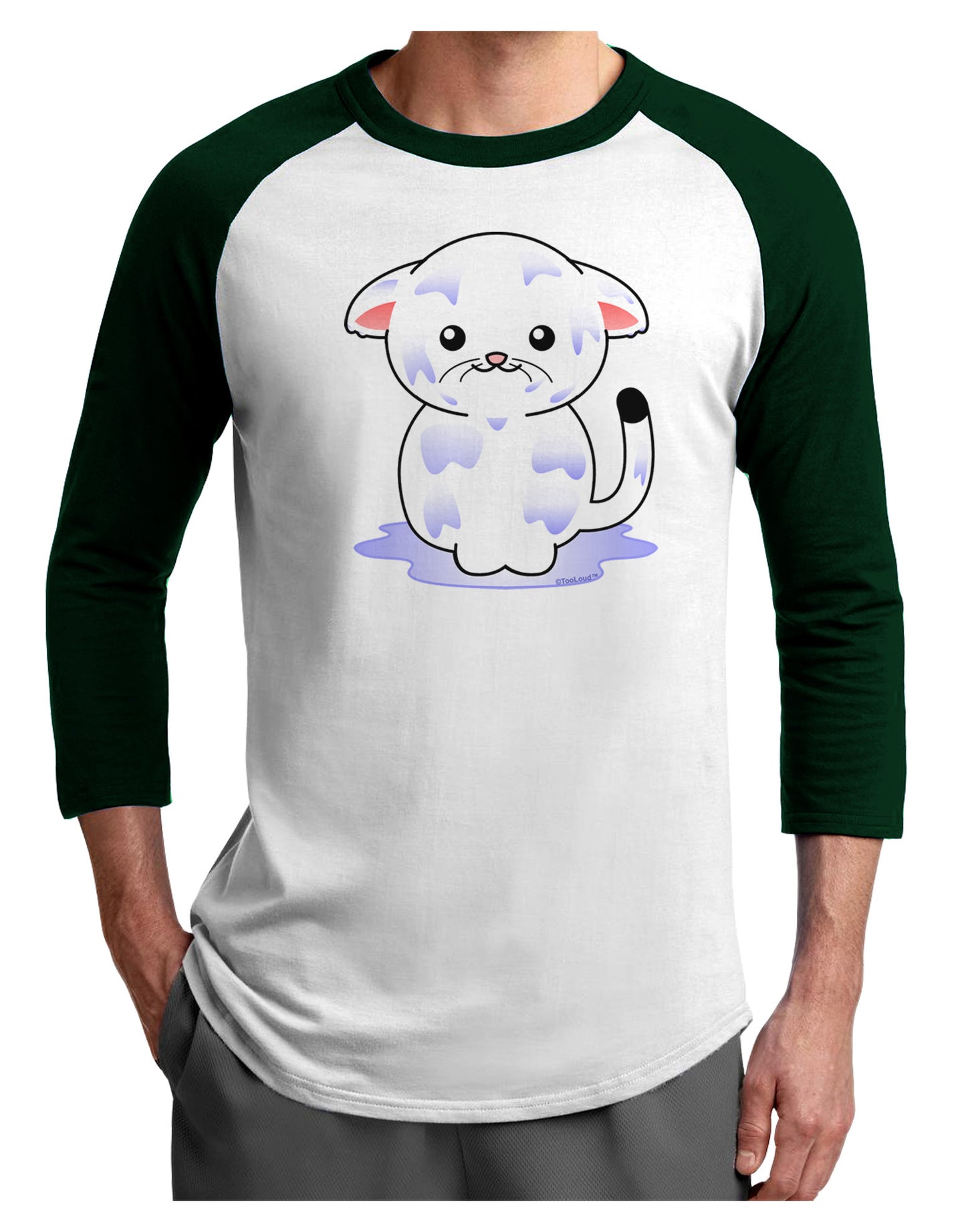 Wet Pussycat Adult Raglan Shirt-TooLoud-White-Forest-X-Small-Davson Sales