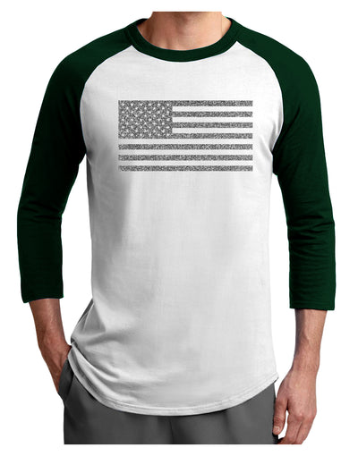 American Flag Glitter - Silver Adult Raglan Shirt-TooLoud-White-Forest-X-Small-Davson Sales