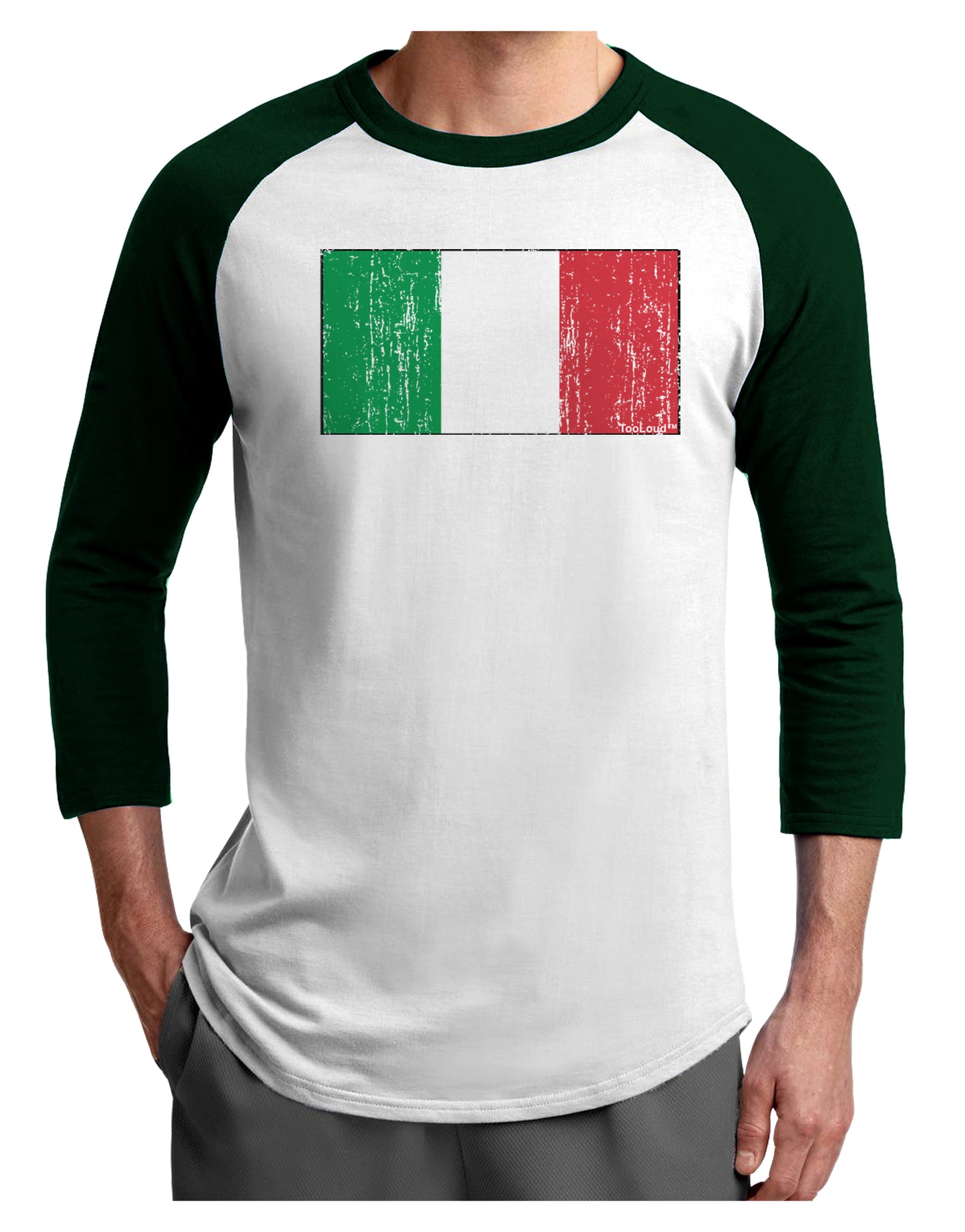 Italian Flag - Distressed Adult Raglan Shirt by TooLoud-TooLoud-White-Forest-X-Small-Davson Sales