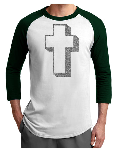 Simple Cross Design Glitter - Silver Adult Raglan Shirt by TooLoud-TooLoud-White-Forest-X-Small-Davson Sales