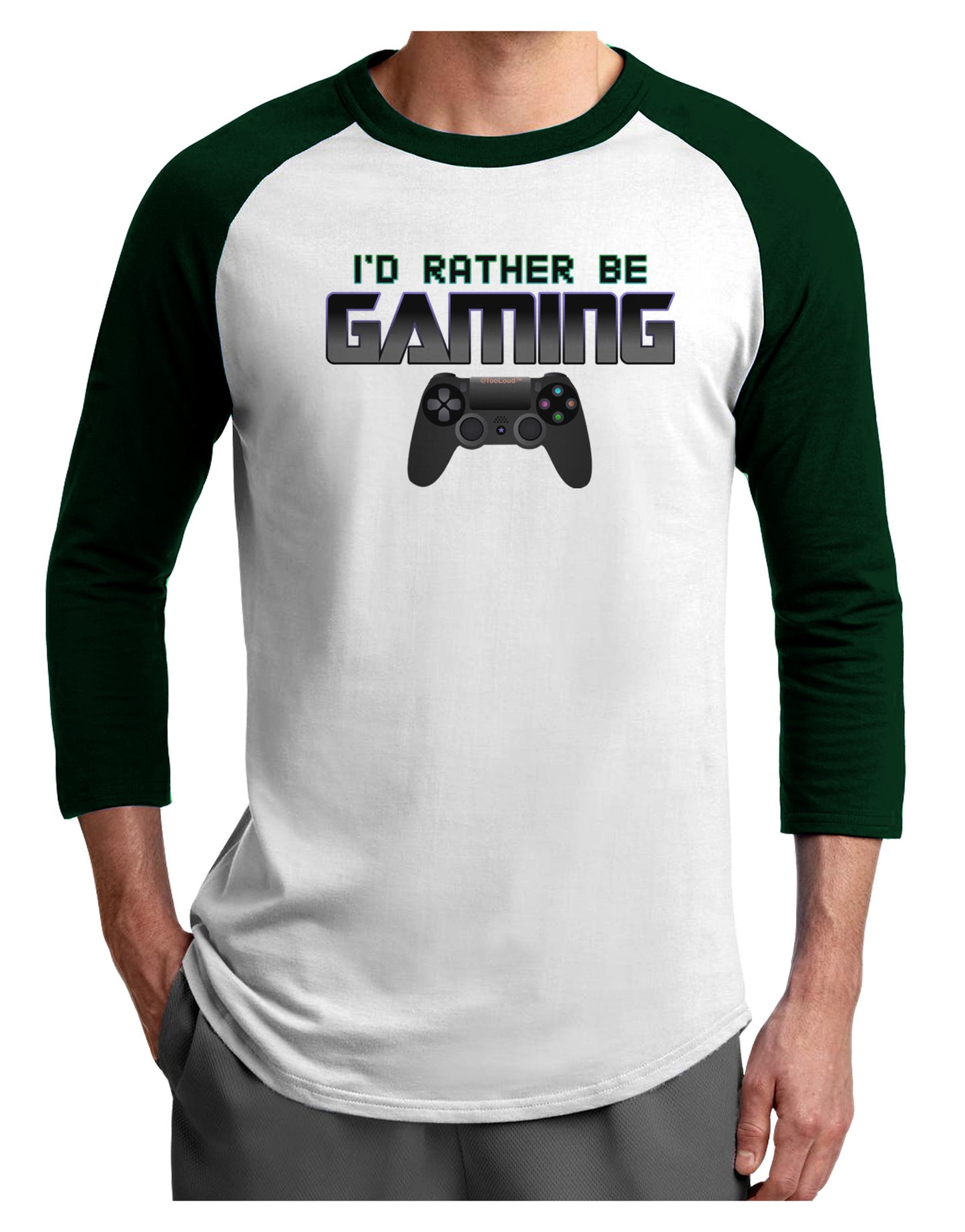 I'd Rather Be Gaming Adult Raglan Shirt-Raglan Shirt-TooLoud-White-Forest-X-Small-Davson Sales