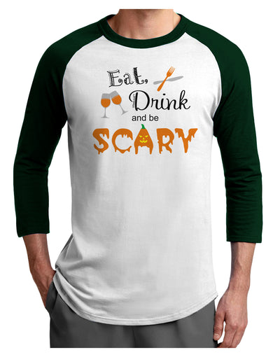 Eat Drink Scary Black Adult Raglan Shirt-Raglan Shirt-TooLoud-White-Forest-X-Small-Davson Sales